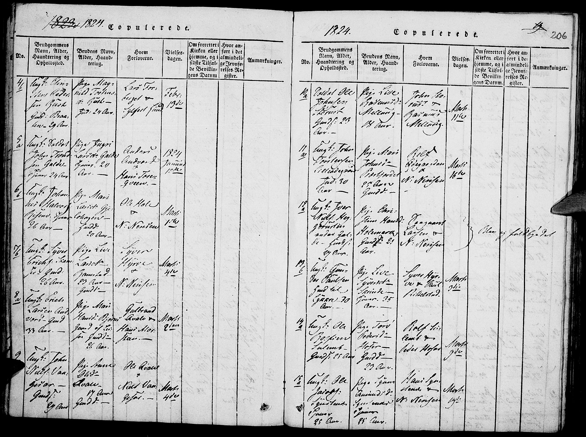 Lom prestekontor, SAH/PREST-070/K/L0004: Parish register (official) no. 4, 1815-1825, p. 206