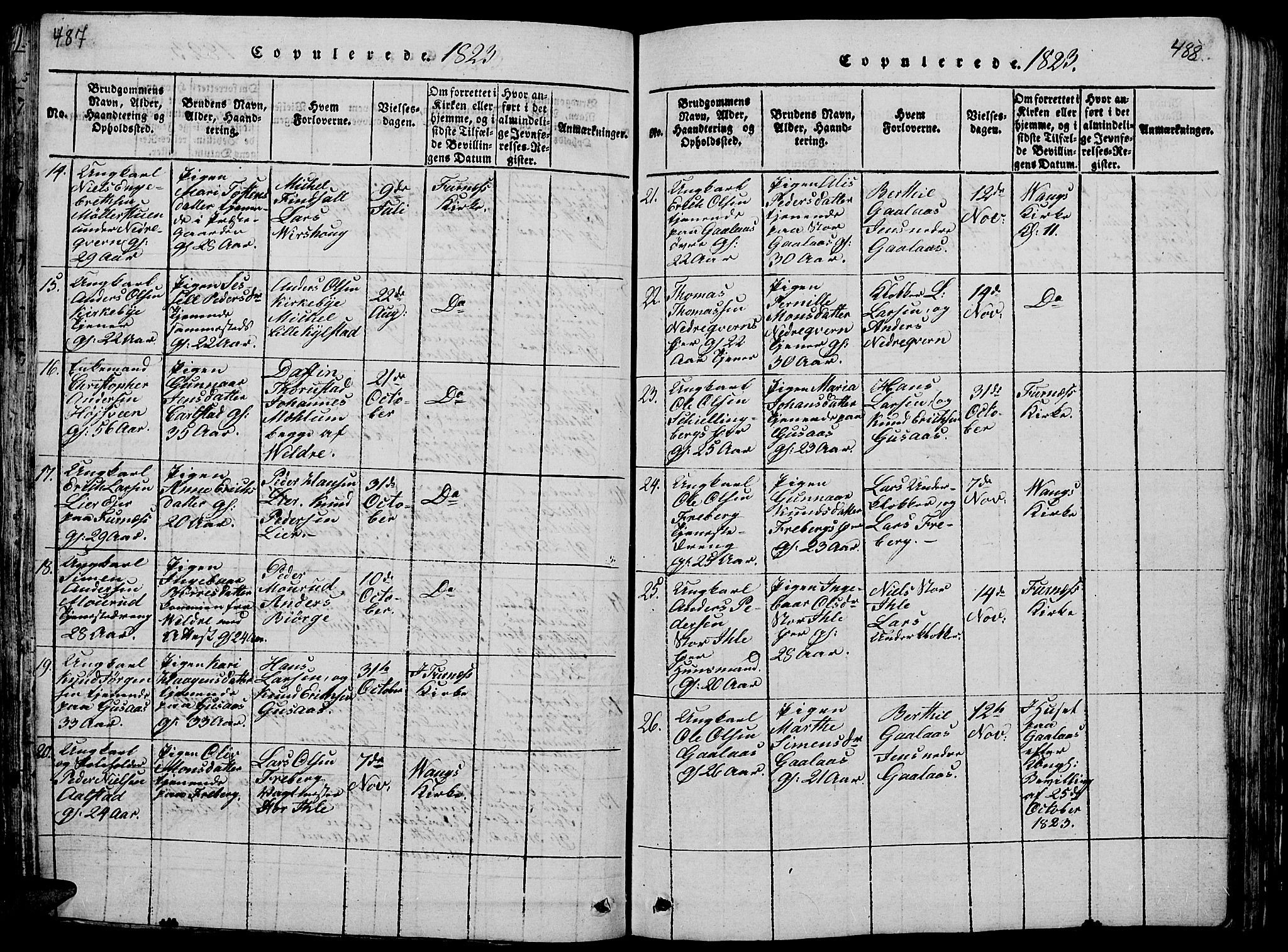 Vang prestekontor, Hedmark, AV/SAH-PREST-008/H/Ha/Hab/L0005: Parish register (copy) no. 5, 1815-1836, p. 487-488