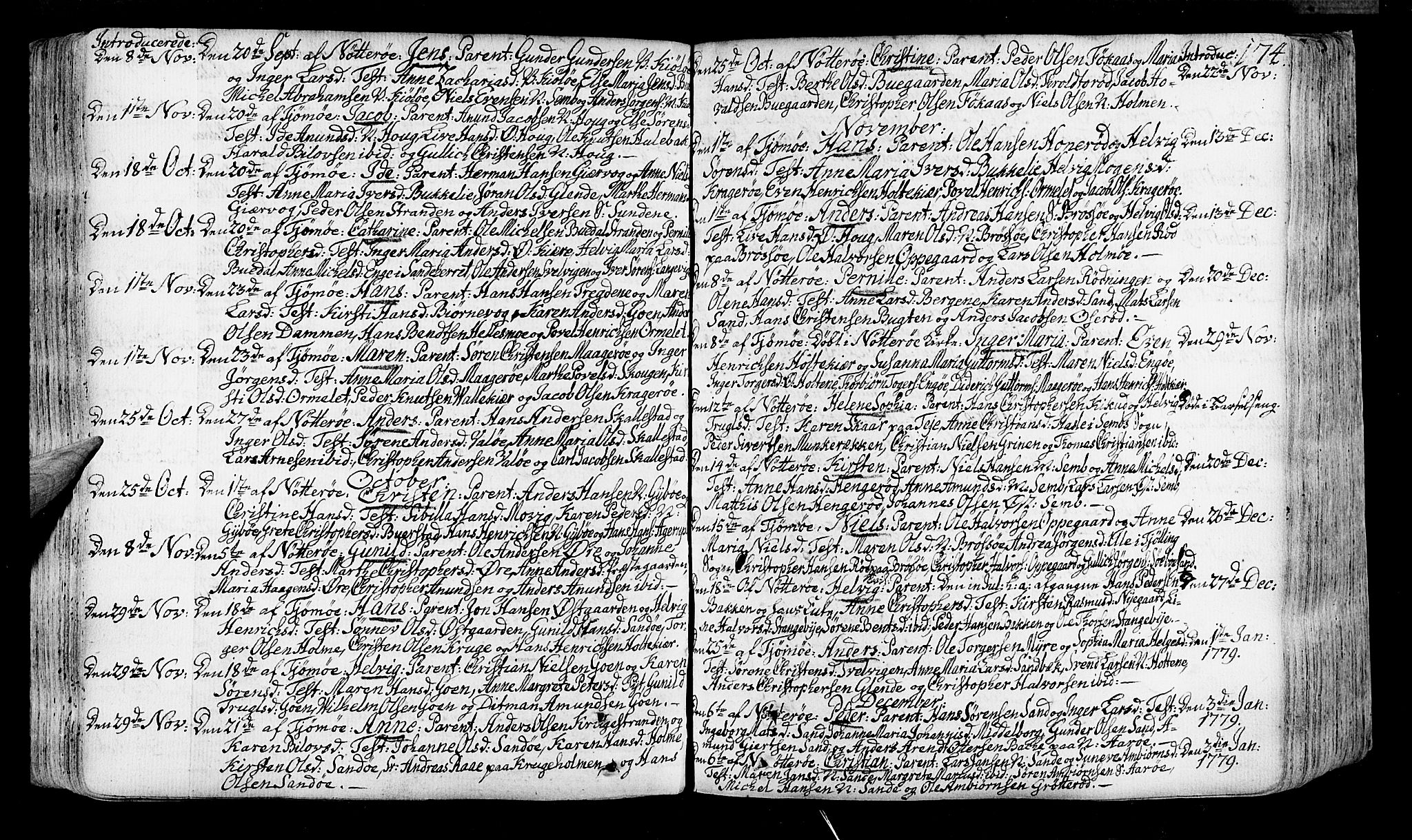 Nøtterøy kirkebøker, SAKO/A-354/F/Fa/L0002: Parish register (official) no. I 2, 1738-1790, p. 174