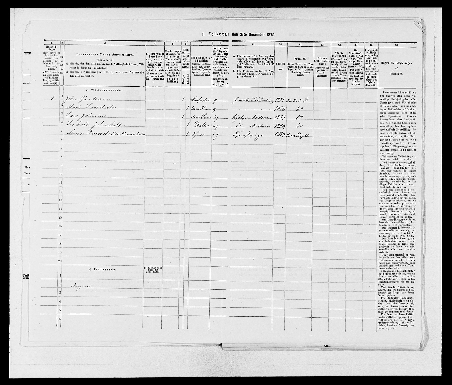 SAB, 1875 census for 1224P Kvinnherad, 1875, p. 806