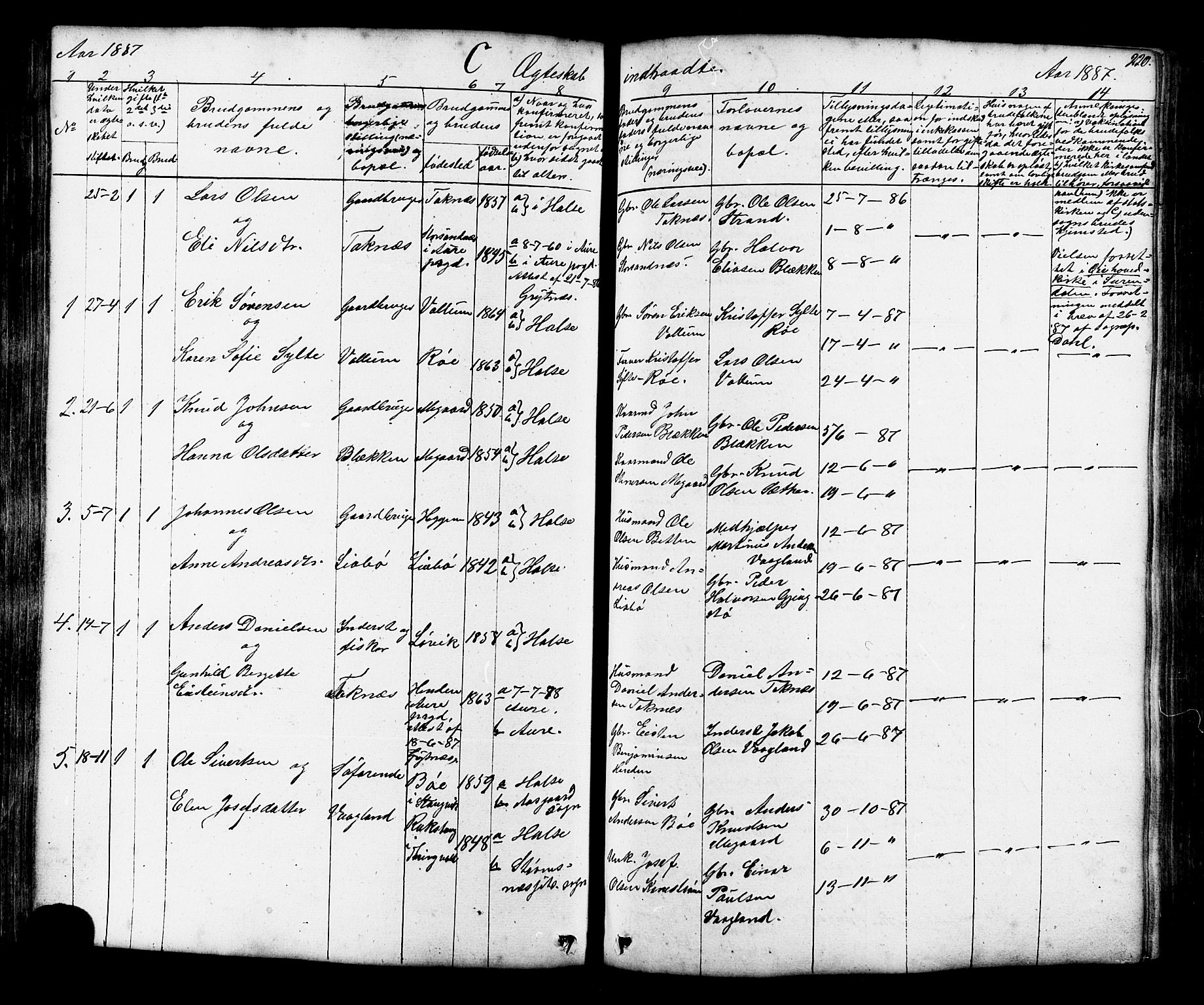 Ministerialprotokoller, klokkerbøker og fødselsregistre - Møre og Romsdal, SAT/A-1454/576/L0890: Parish register (copy) no. 576C01, 1837-1908, p. 220