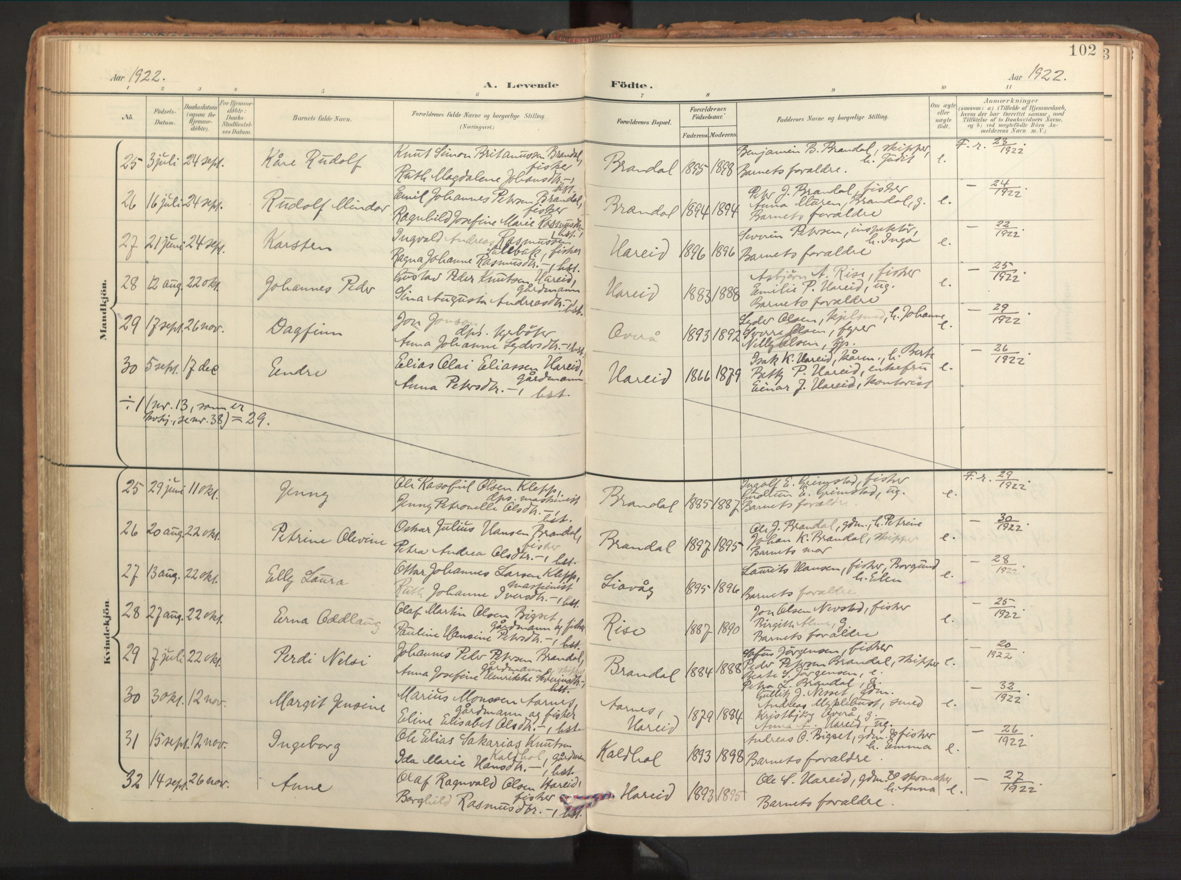 Ministerialprotokoller, klokkerbøker og fødselsregistre - Møre og Romsdal, AV/SAT-A-1454/510/L0123: Parish register (official) no. 510A03, 1898-1922, p. 102