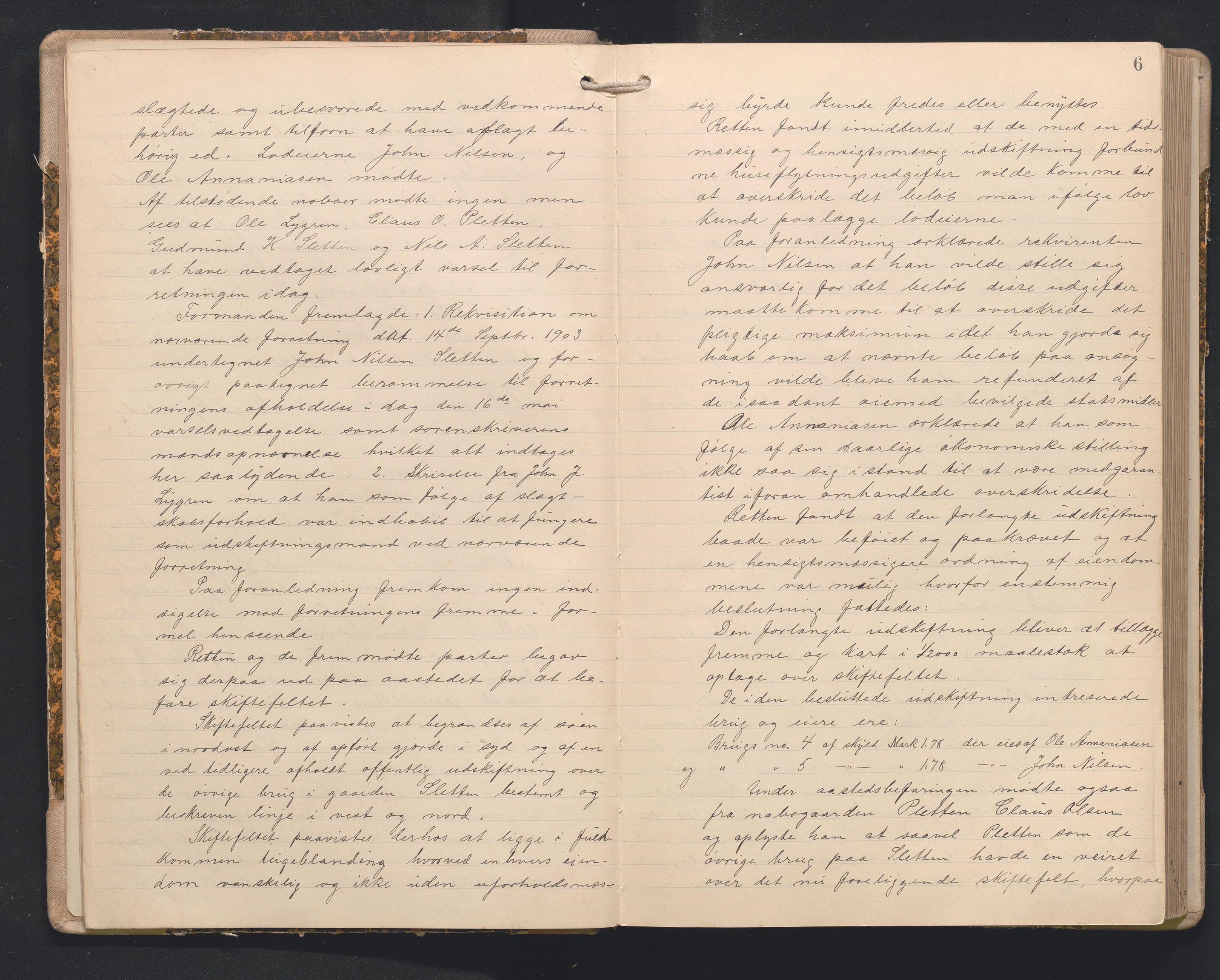 Hordaland jordskiftedøme - I Nordhordland jordskiftedistrikt, AV/SAB-A-6801/A/Aa/L0018: Forhandlingsprotokoll, 1908-1911, p. 5b-6a