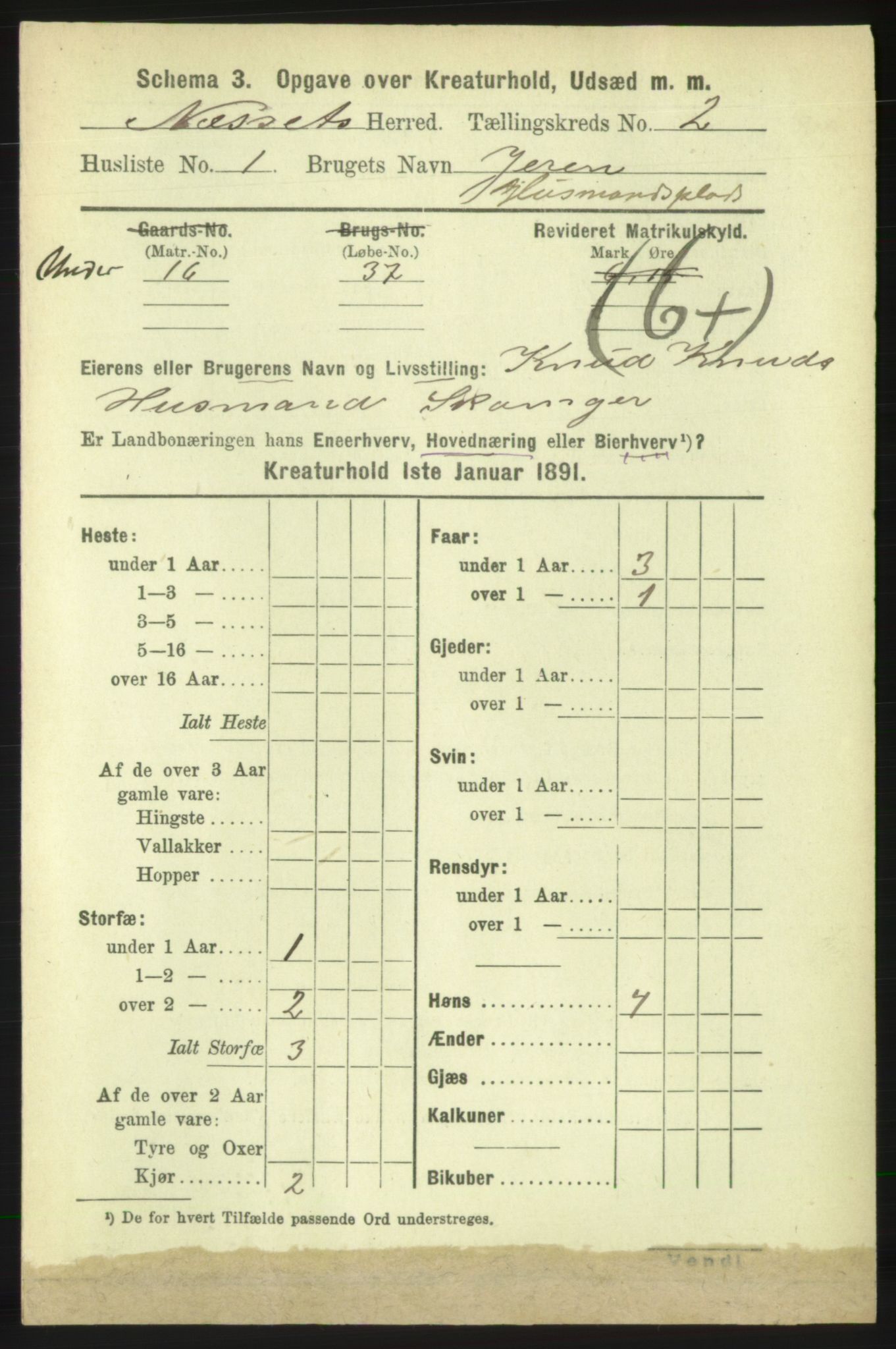 RA, 1891 census for 1543 Nesset, 1891, p. 2223