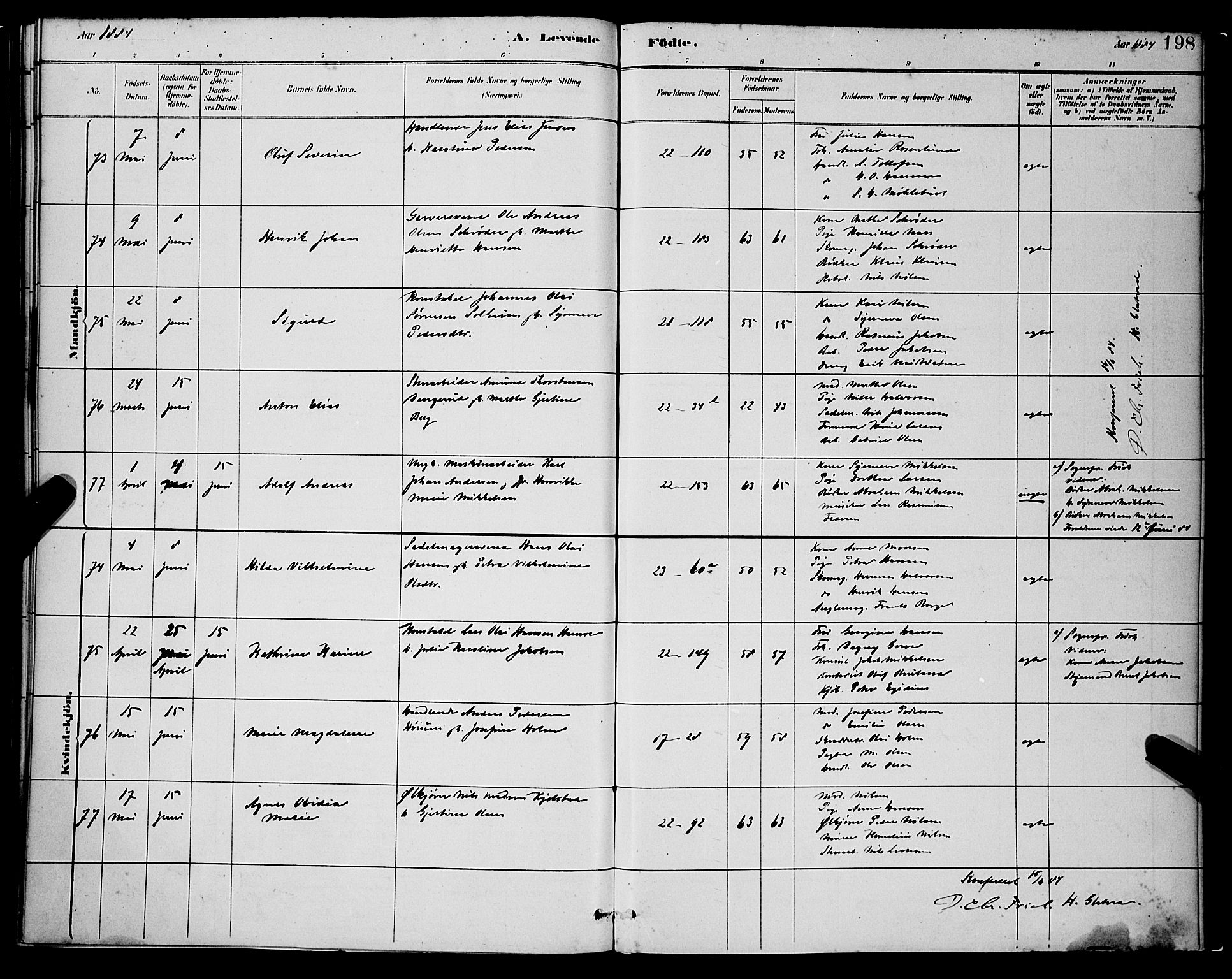 Korskirken sokneprestembete, SAB/A-76101/H/Hab: Parish register (copy) no. B 8, 1878-1887, p. 198