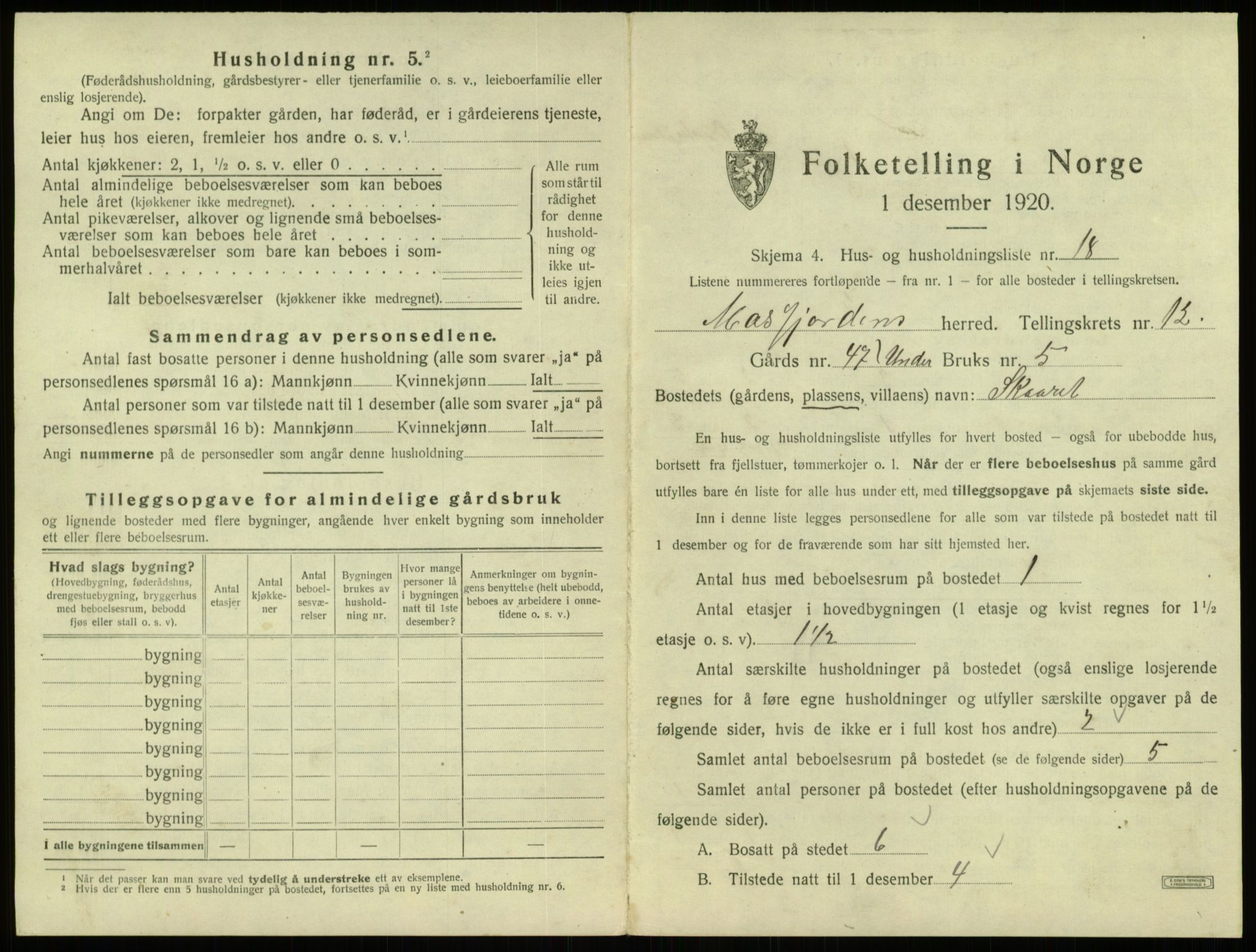 SAB, 1920 census for Masfjorden, 1920, p. 631