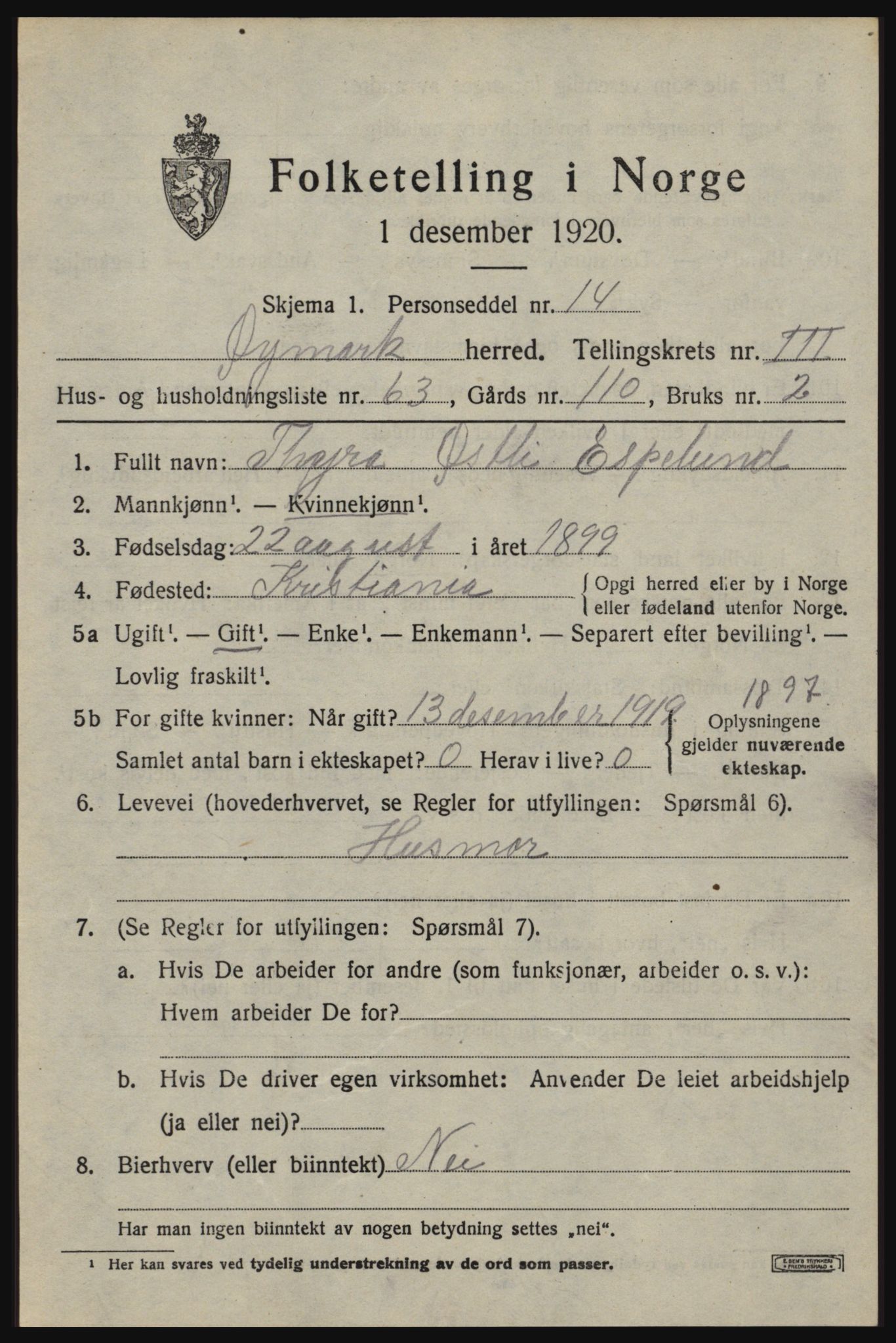 SAO, 1920 census for Øymark, 1920, p. 3091