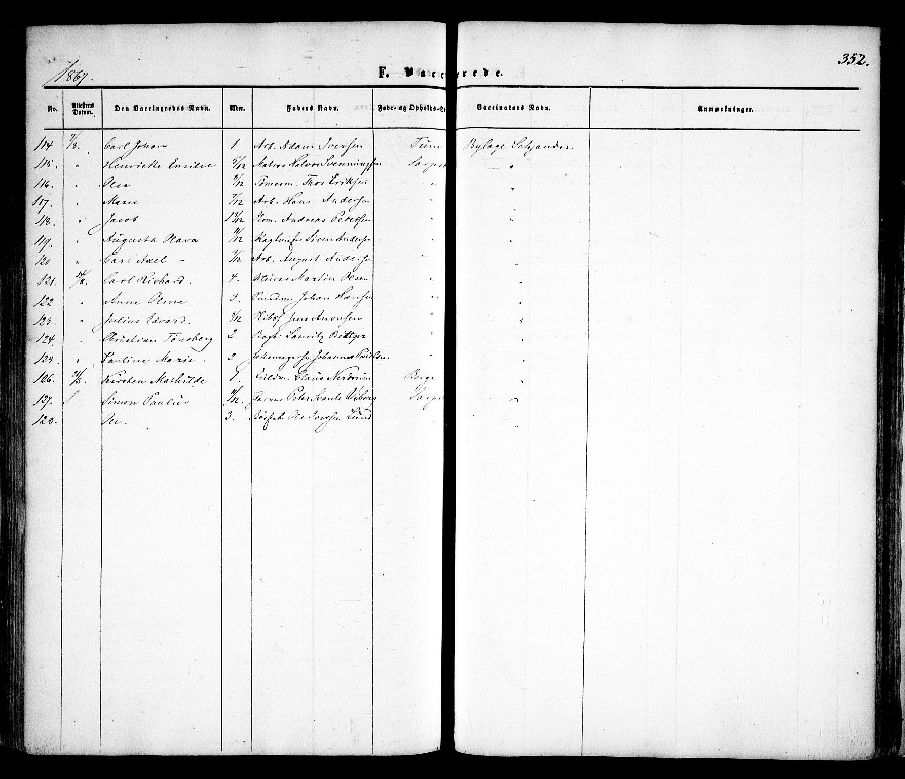 Sarpsborg prestekontor Kirkebøker, AV/SAO-A-2006/F/Fa/L0001: Parish register (official) no. 1, 1859-1868, p. 352