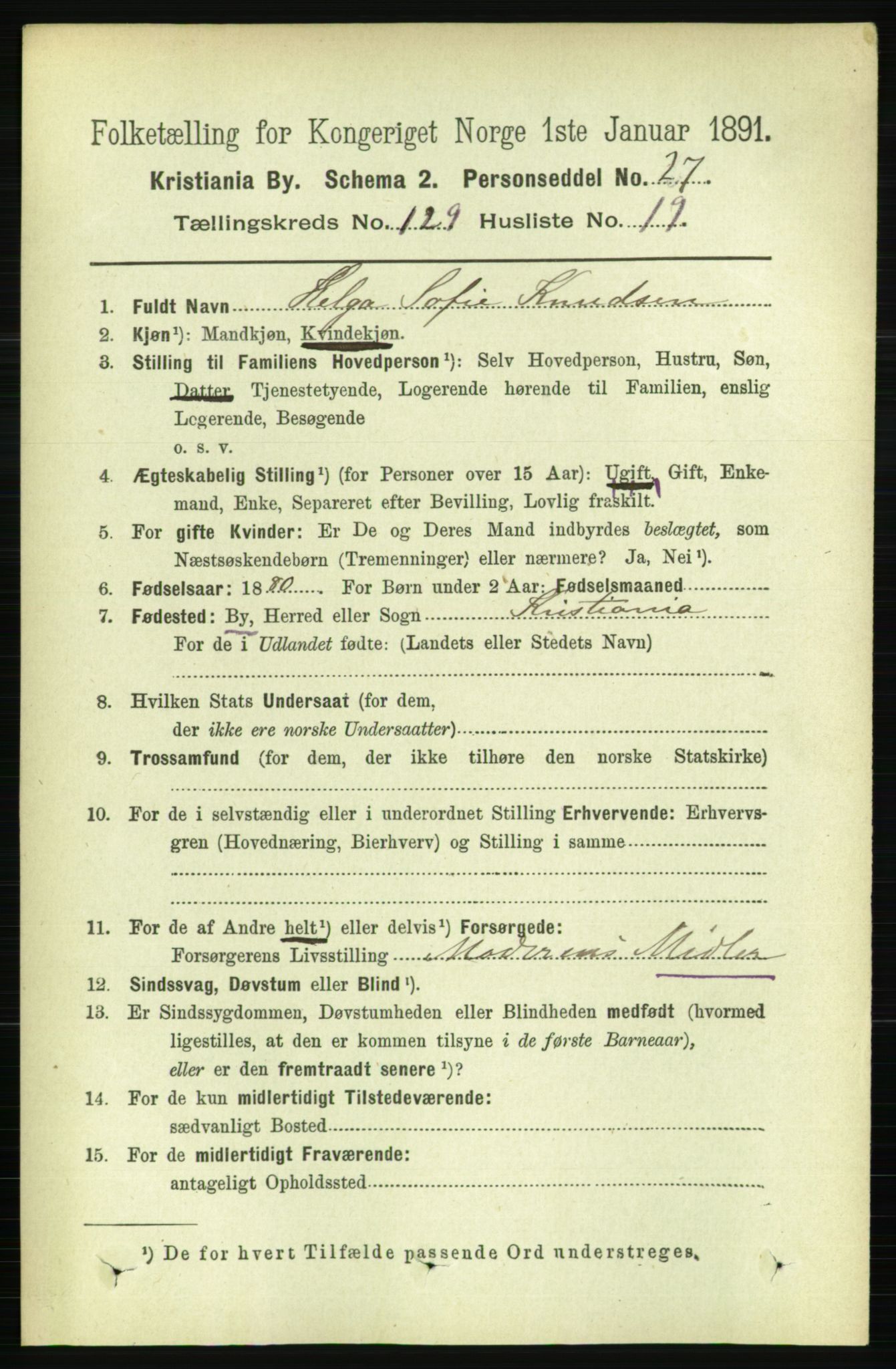 RA, 1891 census for 0301 Kristiania, 1891, p. 69785