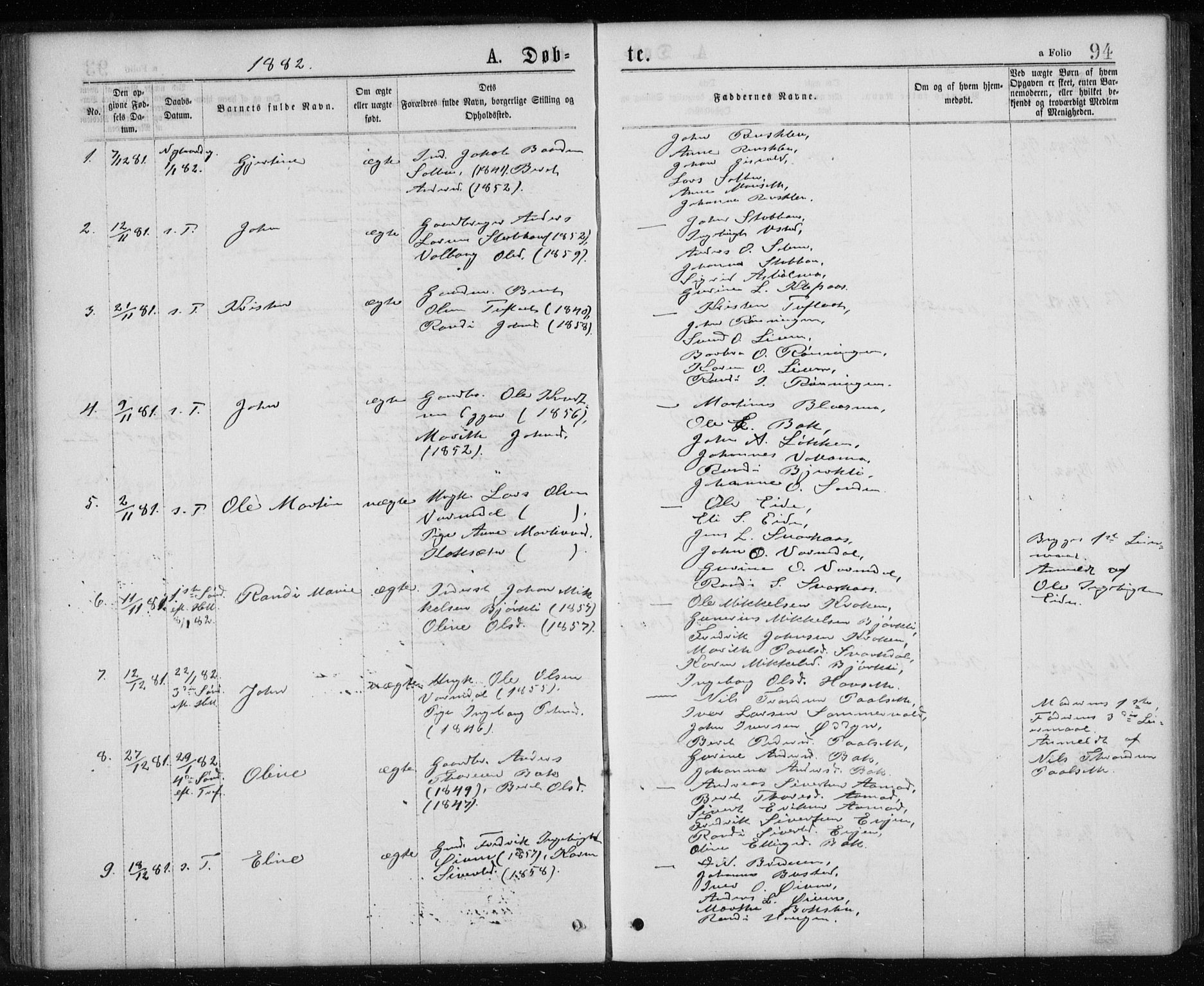Ministerialprotokoller, klokkerbøker og fødselsregistre - Sør-Trøndelag, SAT/A-1456/668/L0817: Parish register (copy) no. 668C06, 1873-1884, p. 94