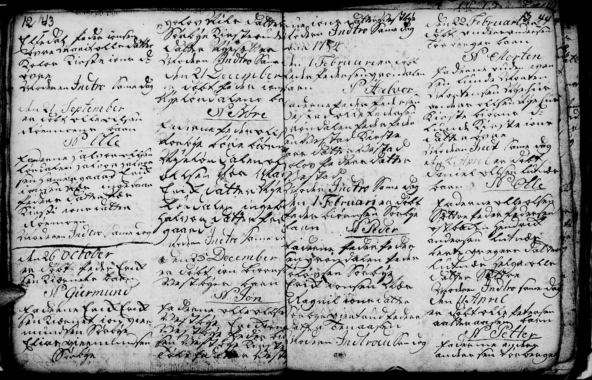 Trysil prestekontor, SAH/PREST-046/H/Ha/Hab/L0001: Parish register (copy) no. 1, 1781-1799, p. 43-44