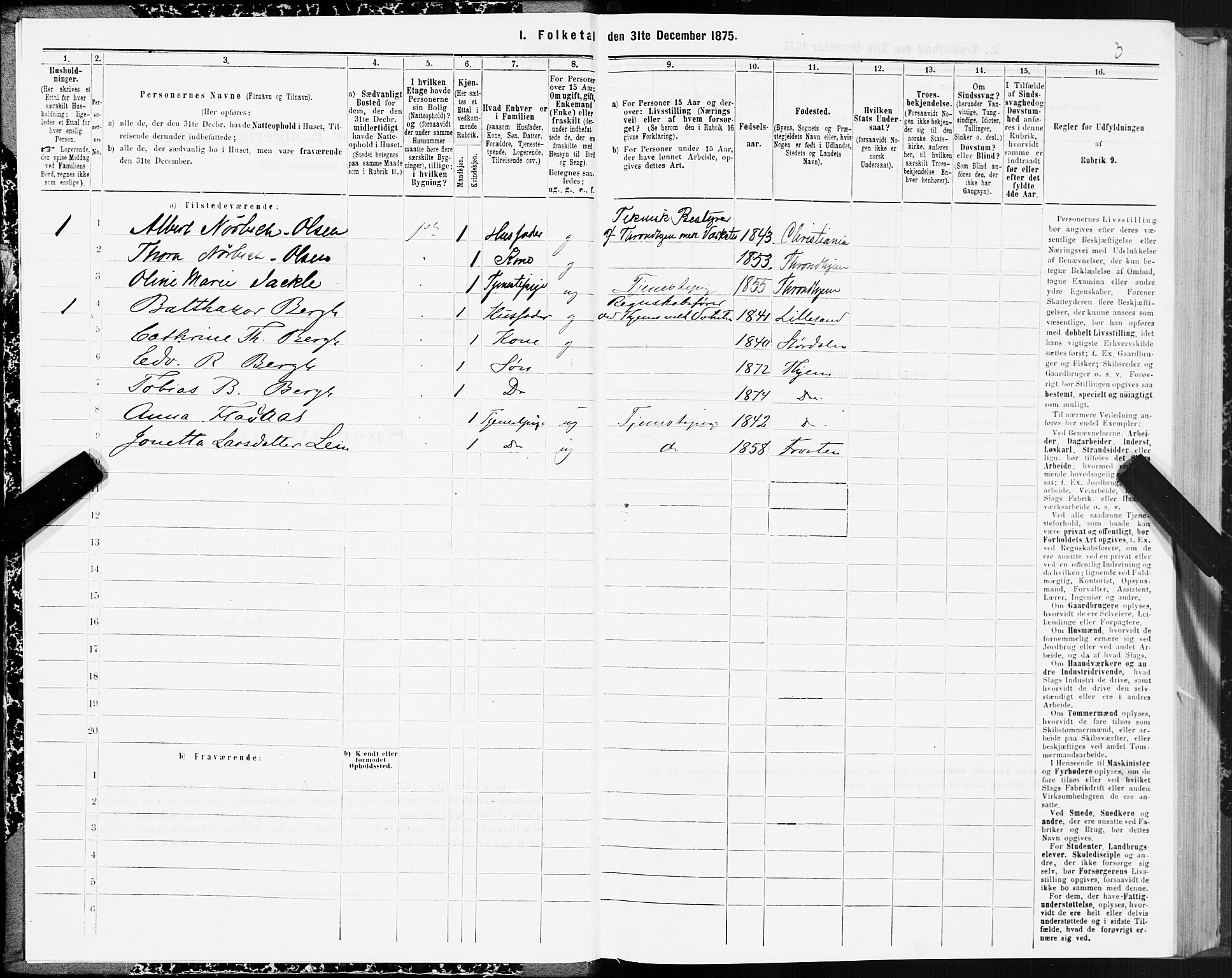 SAT, 1875 census for 1601 Trondheim, 1875, p. 9003