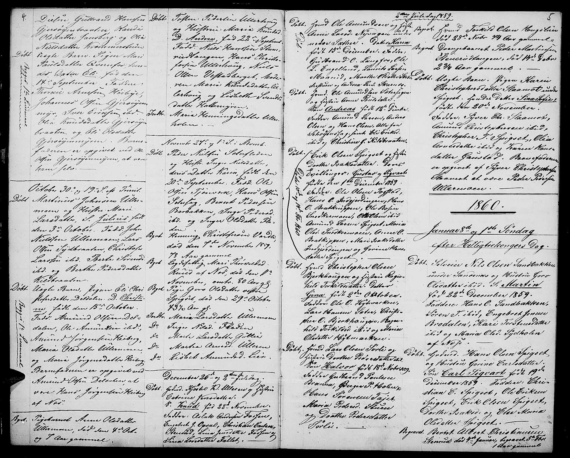 Sør-Odal prestekontor, AV/SAH-PREST-030/H/Hb: Communicants register no. 8, 1859-1876, p. 4-5