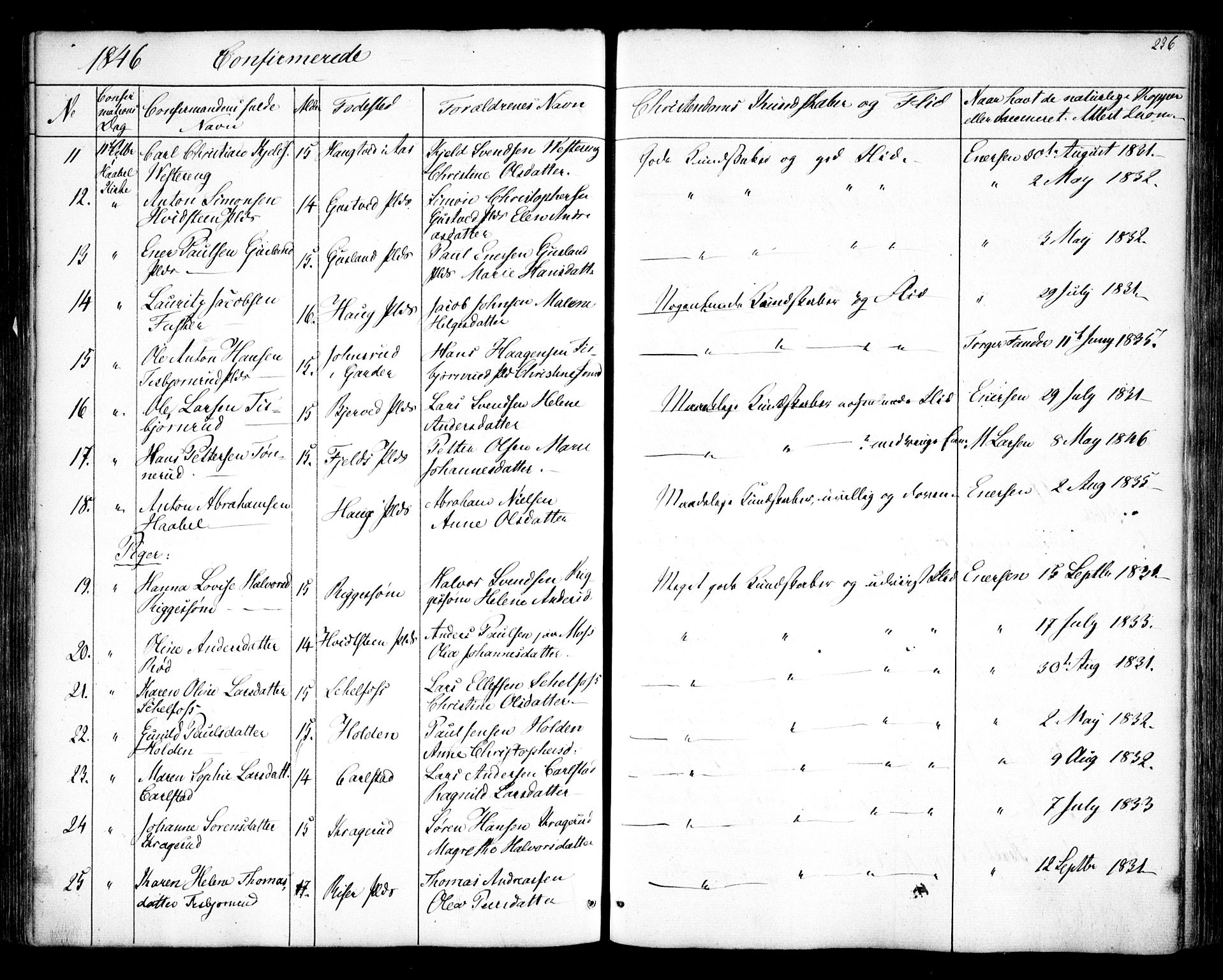 Hobøl prestekontor Kirkebøker, AV/SAO-A-2002/F/Fa/L0003: Parish register (official) no. I 3, 1842-1864, p. 236