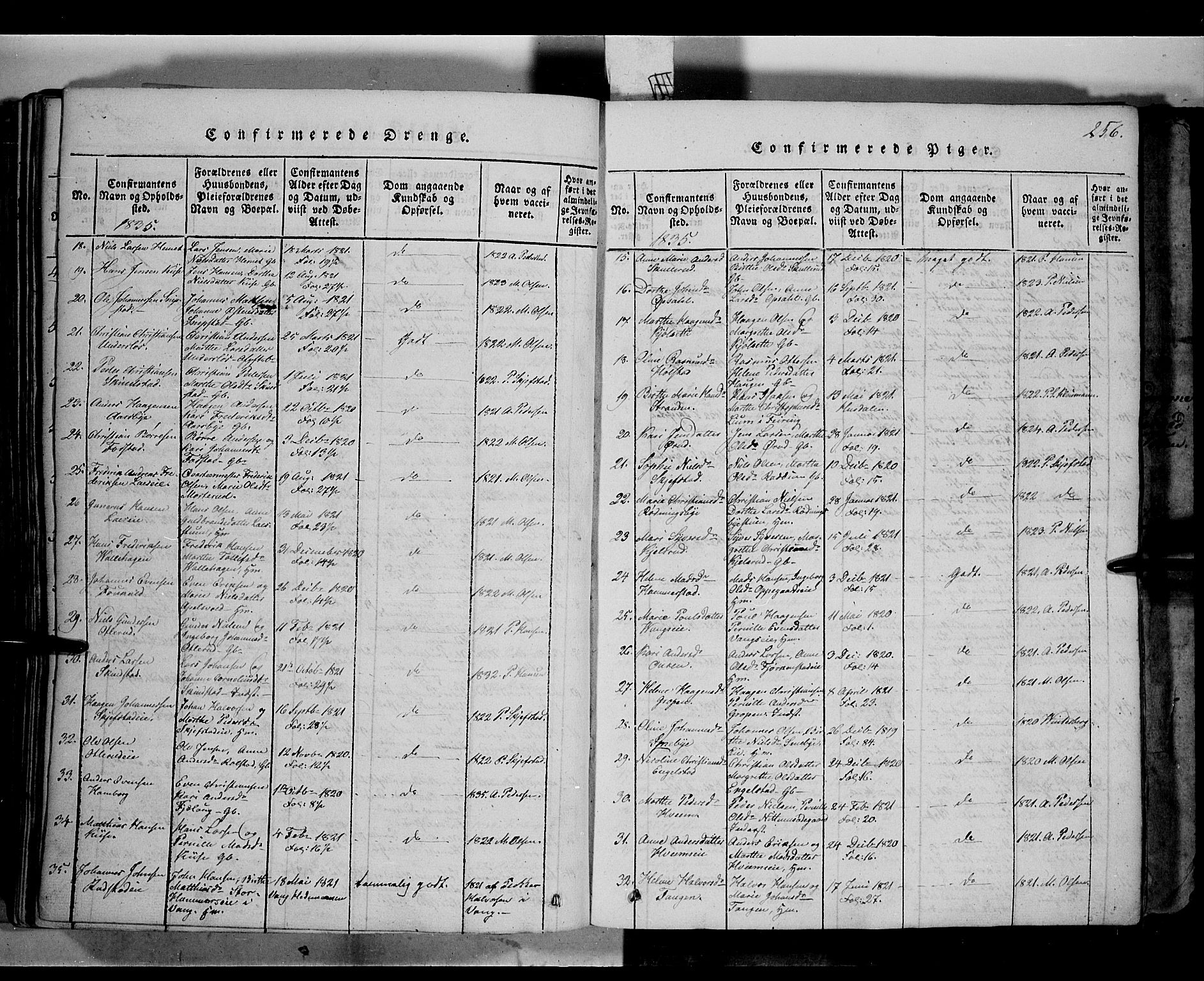 Østre Toten prestekontor, AV/SAH-PREST-104/H/Ha/Haa/L0001: Parish register (official) no. 1, 1828-1839, p. 256