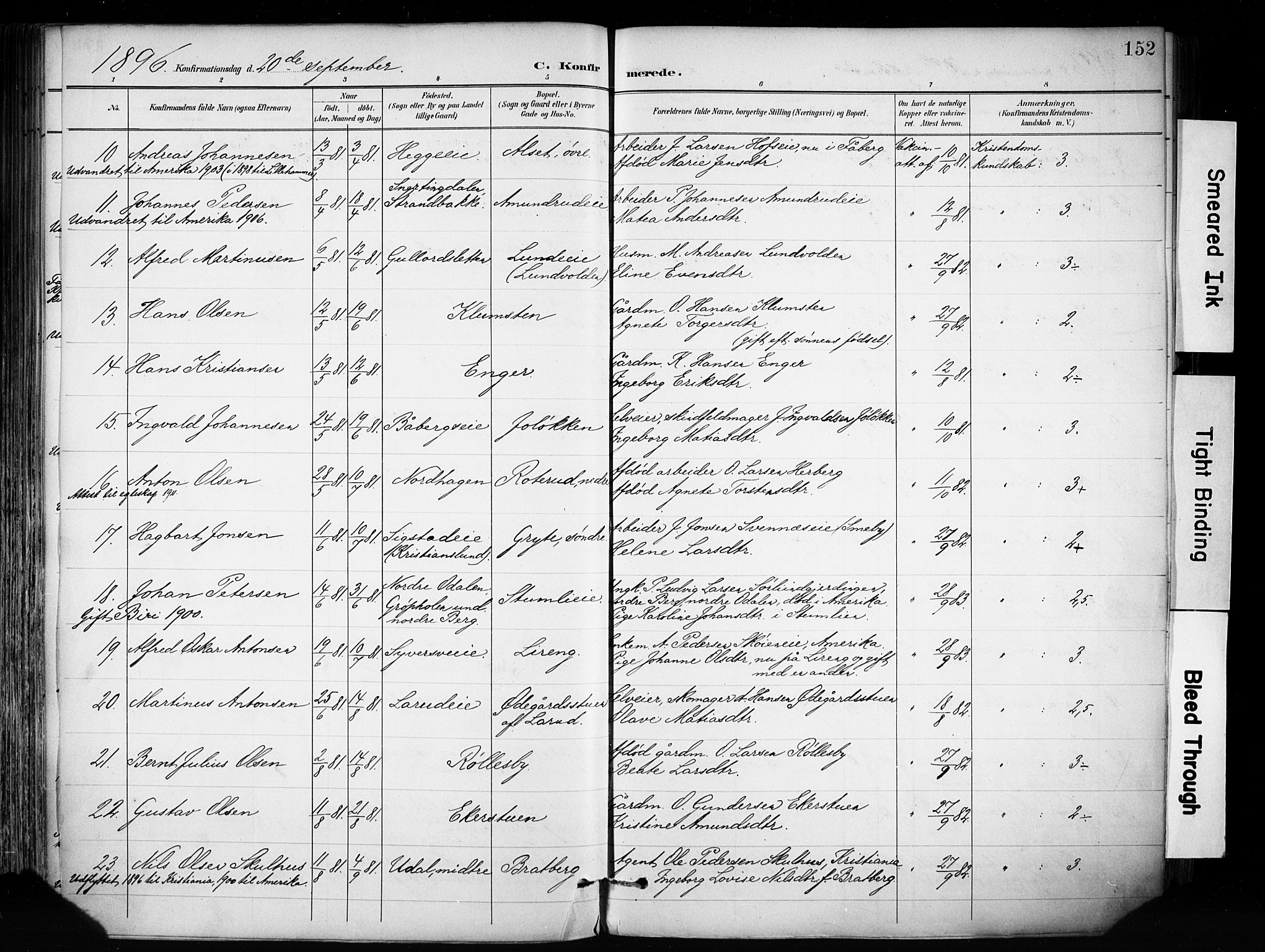 Biri prestekontor, AV/SAH-PREST-096/H/Ha/Haa/L0009: Parish register (official) no. 9, 1887-1900, p. 152