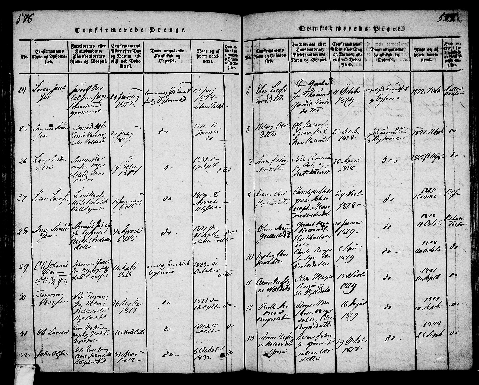 Lardal kirkebøker, AV/SAKO-A-350/F/Fa/L0005: Parish register (official) no. I 5, 1814-1835, p. 576-577