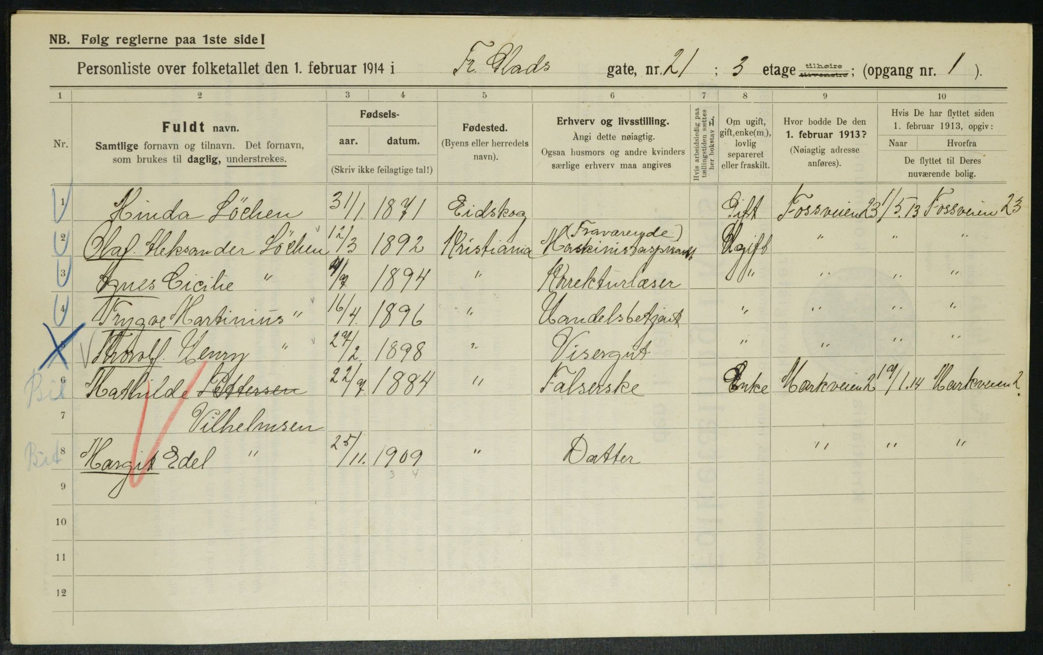 OBA, Municipal Census 1914 for Kristiania, 1914, p. 26779