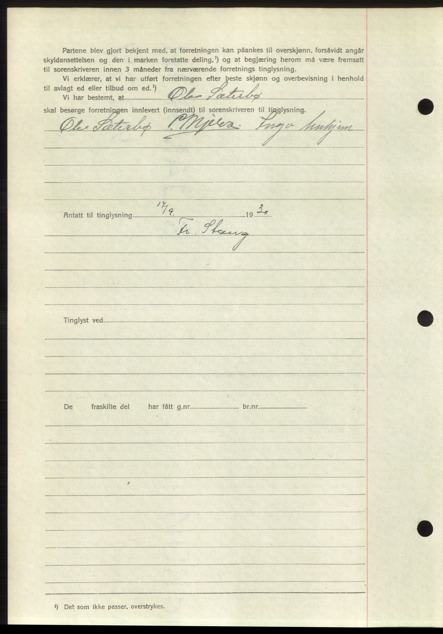 Romsdal sorenskriveri, AV/SAT-A-4149/1/2/2C/L0058: Mortgage book no. 52, 1930-1930, Deed date: 01.10.1930