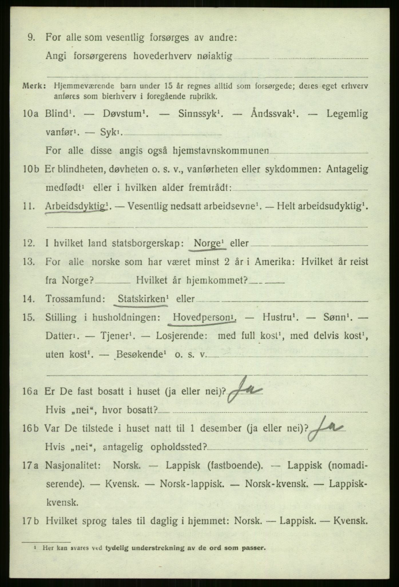 SATØ, 1920 census for Berg, 1920, p. 838