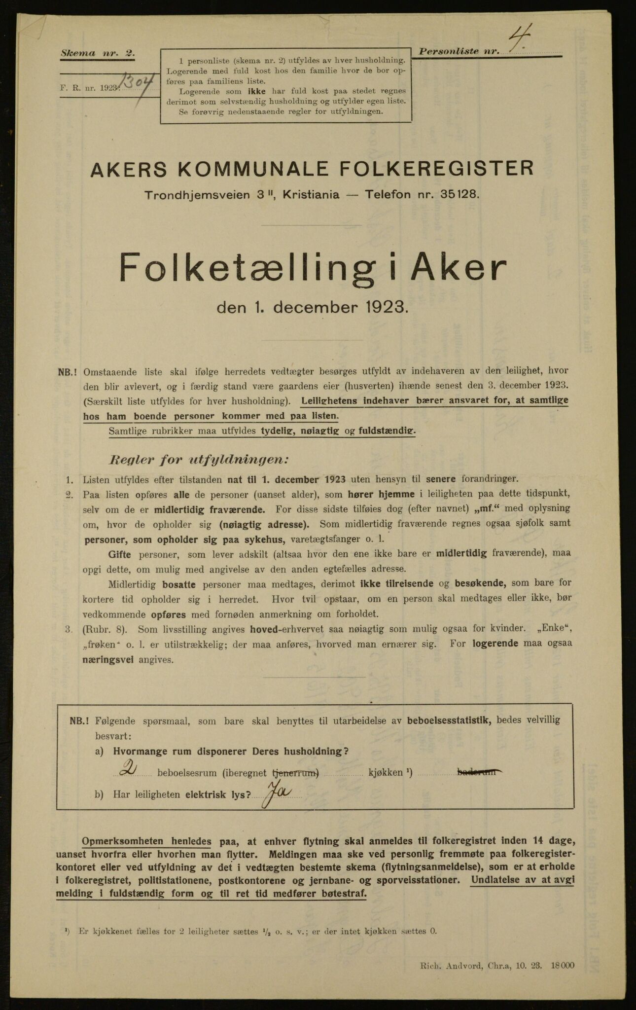 , Municipal Census 1923 for Aker, 1923, p. 15974