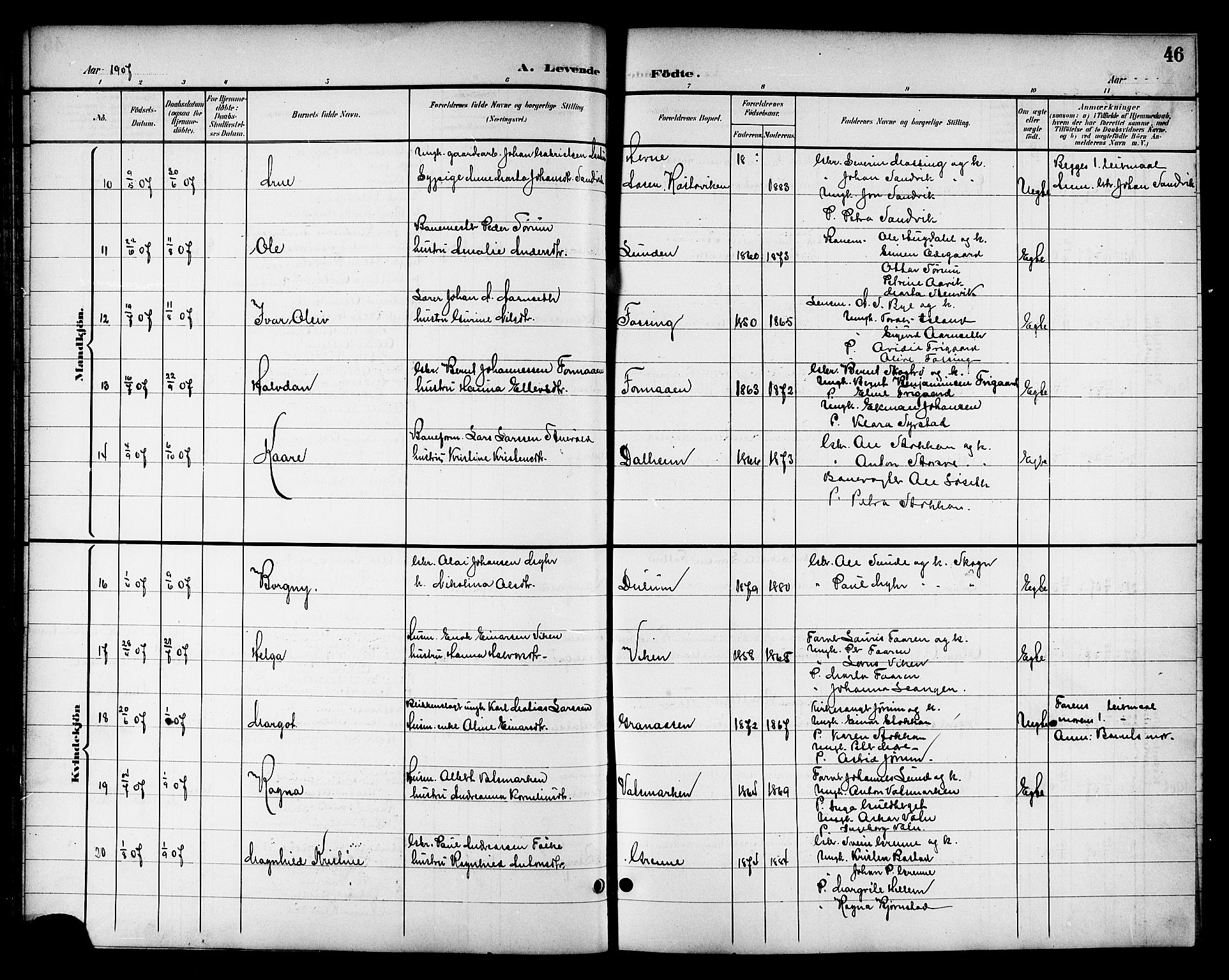 Ministerialprotokoller, klokkerbøker og fødselsregistre - Nord-Trøndelag, AV/SAT-A-1458/714/L0135: Parish register (copy) no. 714C04, 1899-1918, p. 46