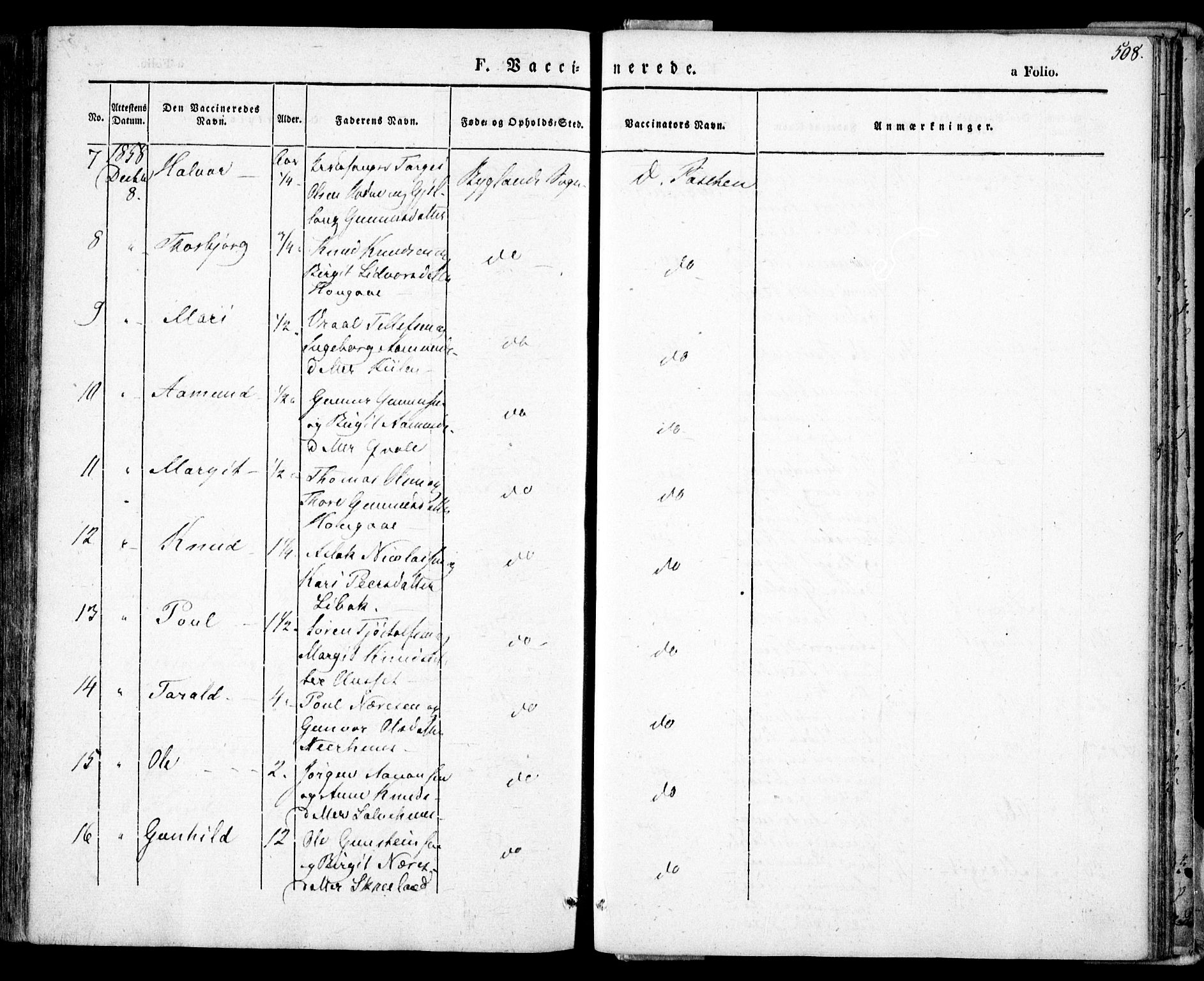 Bygland sokneprestkontor, AV/SAK-1111-0006/F/Fa/Fab/L0004: Parish register (official) no. A 4, 1842-1858, p. 508