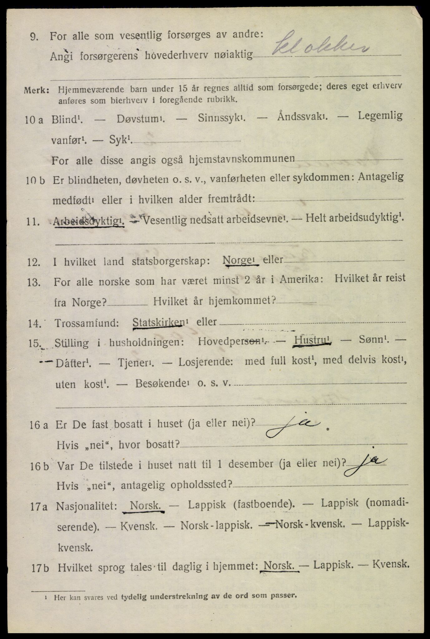 SAT, 1920 census for Vågan, 1920, p. 3172