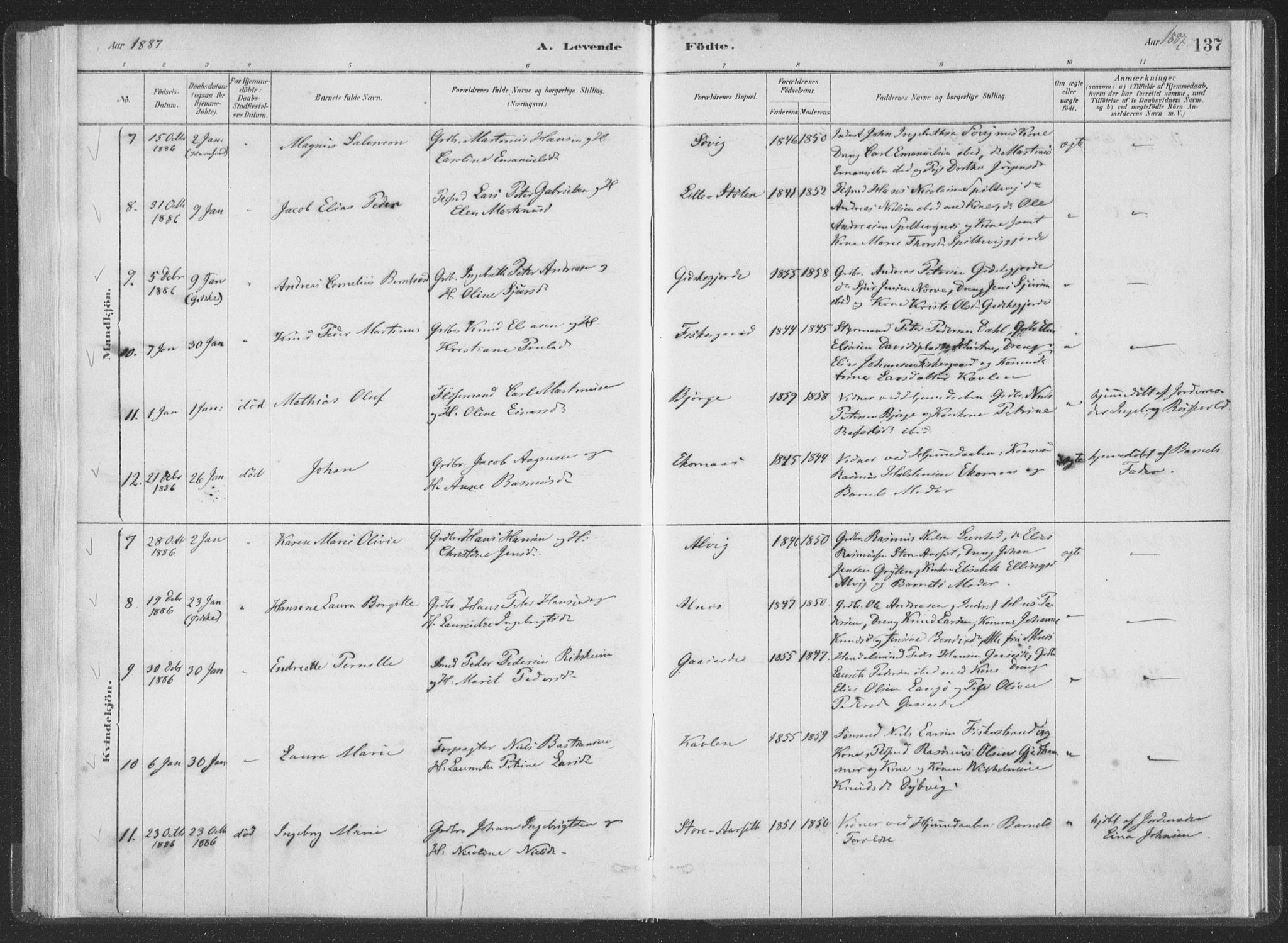 Ministerialprotokoller, klokkerbøker og fødselsregistre - Møre og Romsdal, AV/SAT-A-1454/528/L0401: Parish register (official) no. 528A12I, 1880-1920, p. 137