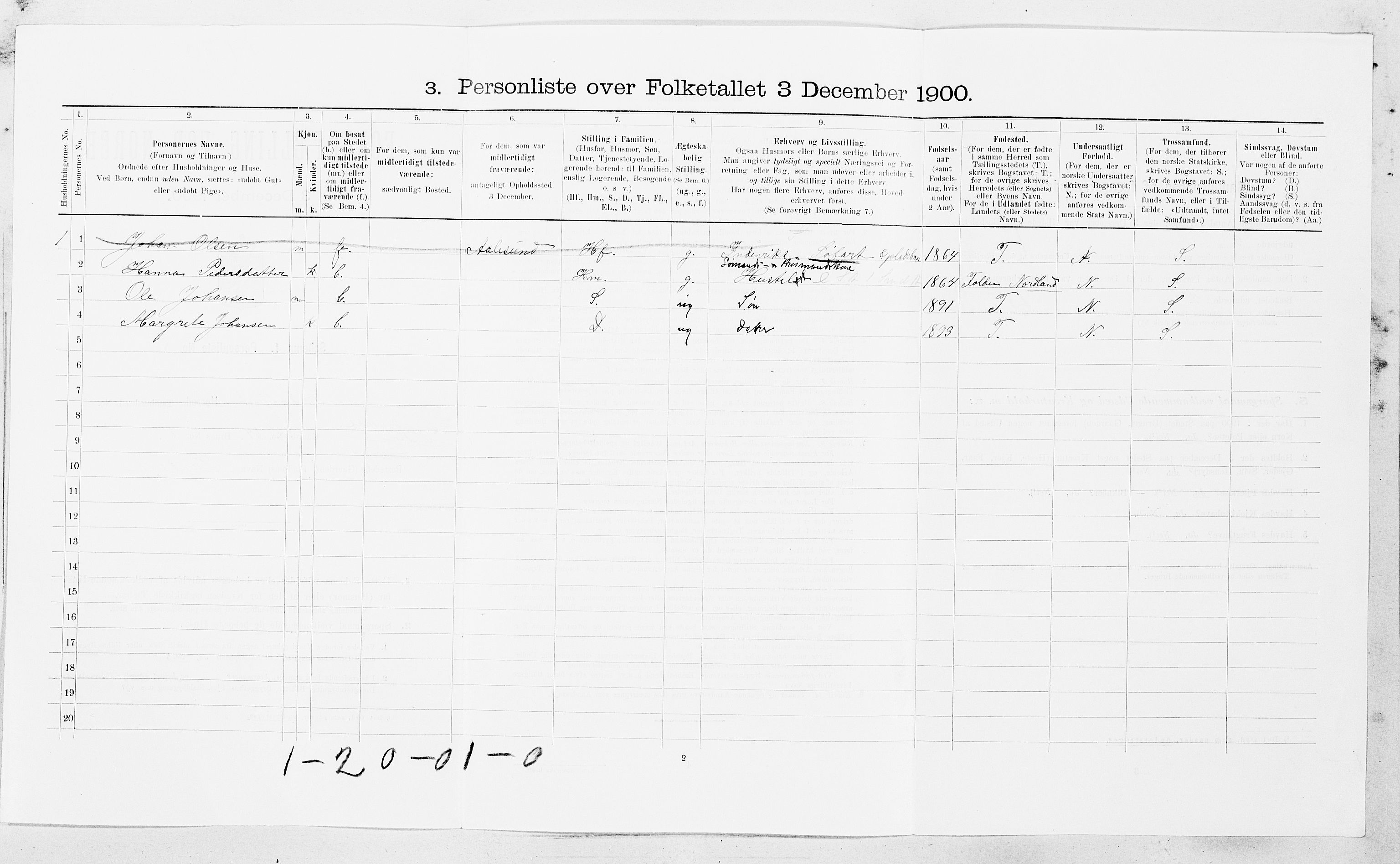 SAT, 1900 census for Aa, 1900, p. 628