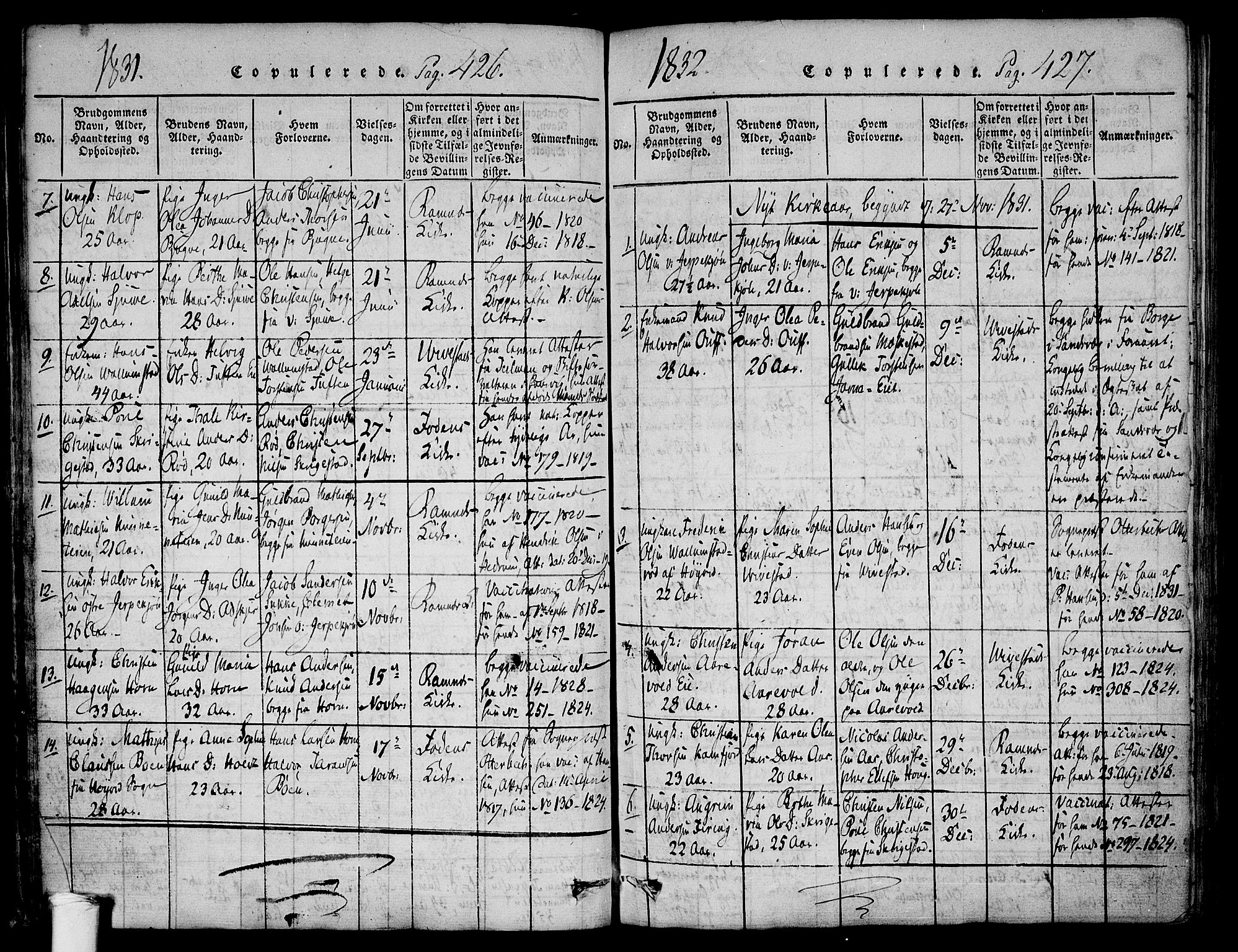 Ramnes kirkebøker, SAKO/A-314/F/Fa/L0004: Parish register (official) no. I 4, 1813-1840, p. 426-427