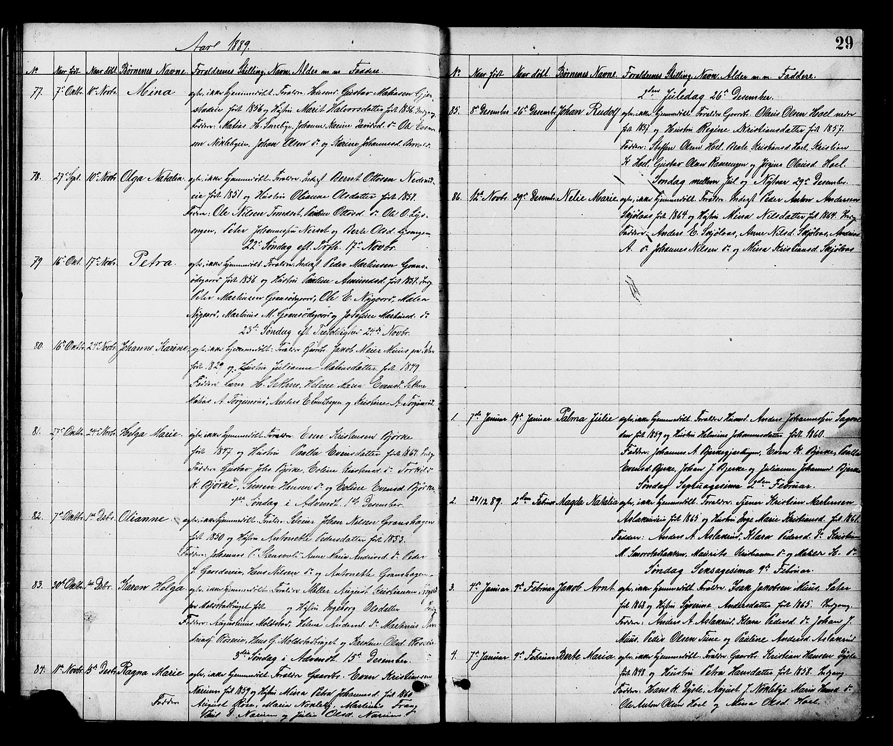 Vestre Toten prestekontor, SAH/PREST-108/H/Ha/Hab/L0008: Parish register (copy) no. 8, 1885-1900, p. 29