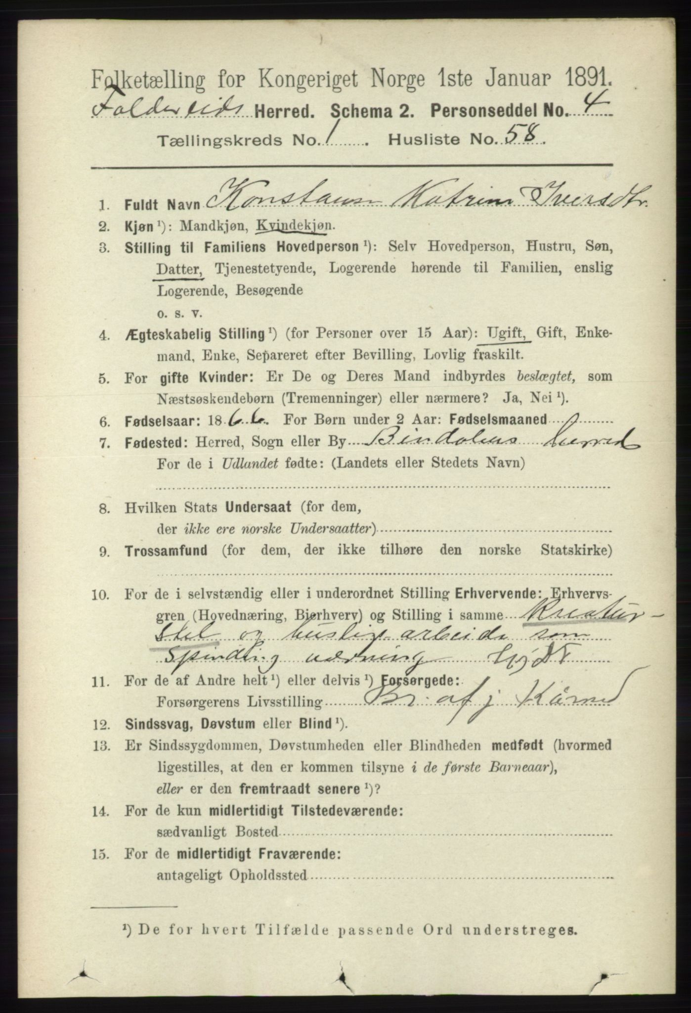 RA, 1891 census for 1753 Foldereid, 1891, p. 492