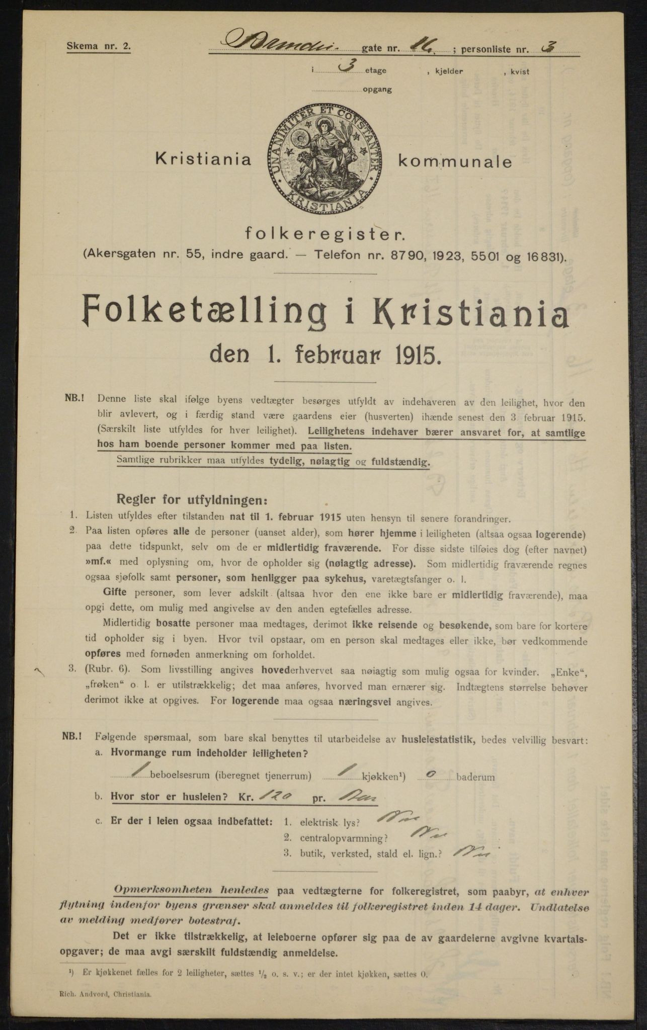 OBA, Municipal Census 1915 for Kristiania, 1915, p. 8671