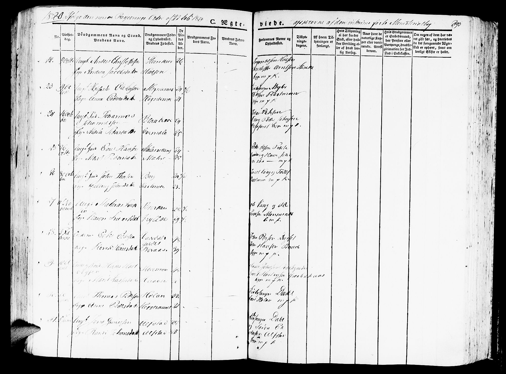 Ministerialprotokoller, klokkerbøker og fødselsregistre - Nord-Trøndelag, AV/SAT-A-1458/709/L0070: Parish register (official) no. 709A10, 1820-1832, p. 393