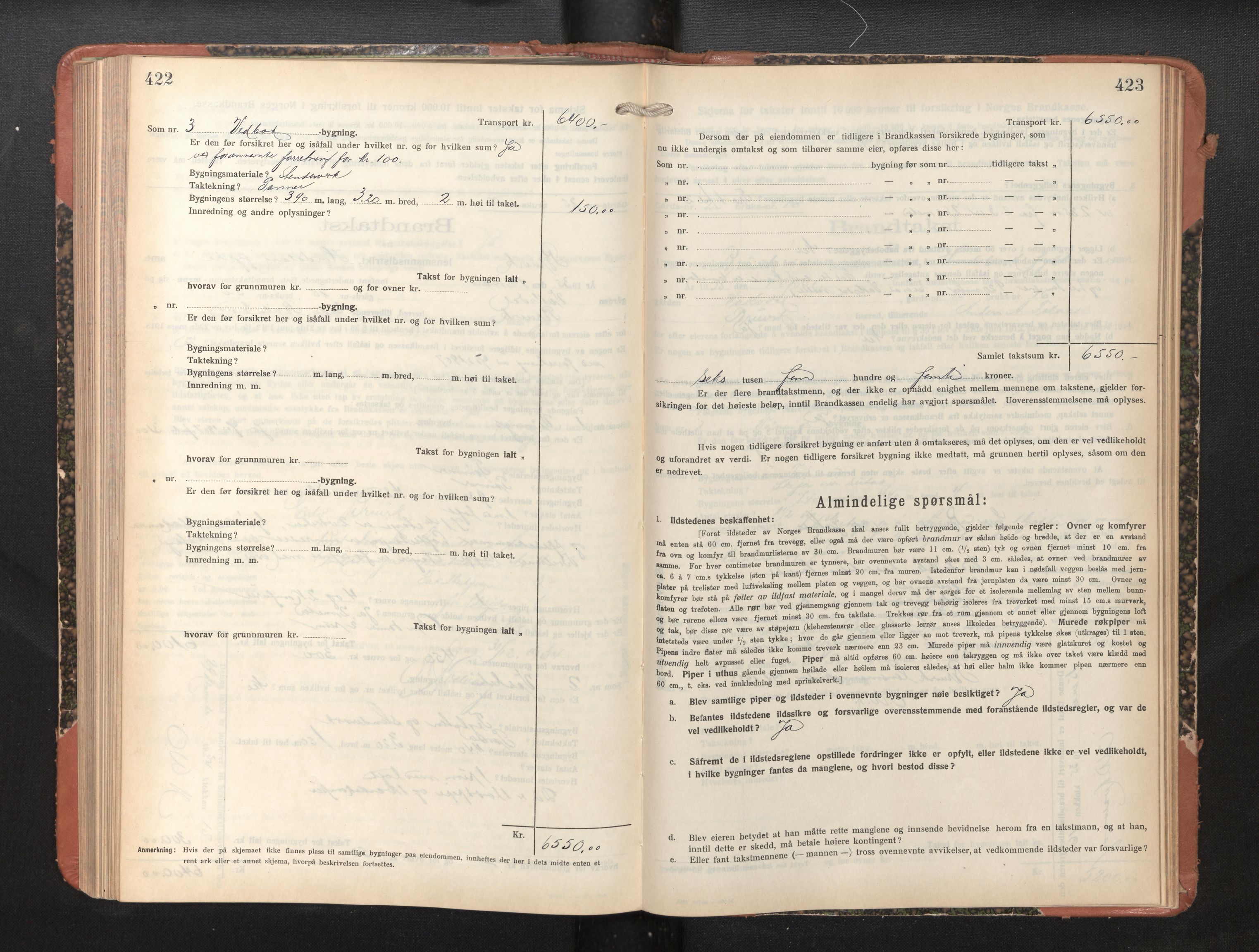 Lensmannen i Bruvik, AV/SAB-A-31301/0012/L0010: Branntakstprotokoll, skjematakst, 1925-1936, p. 422-423