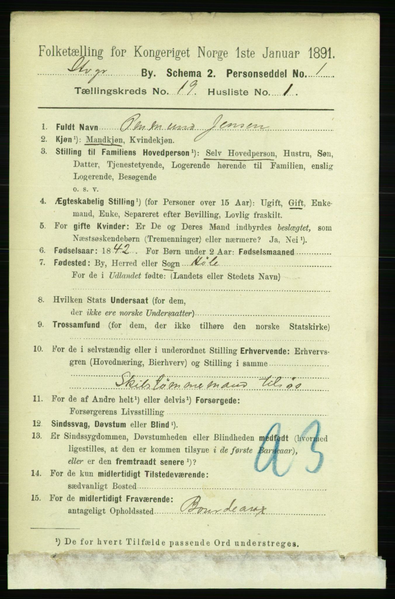 RA, 1891 census for 1103 Stavanger, 1891, p. 22432