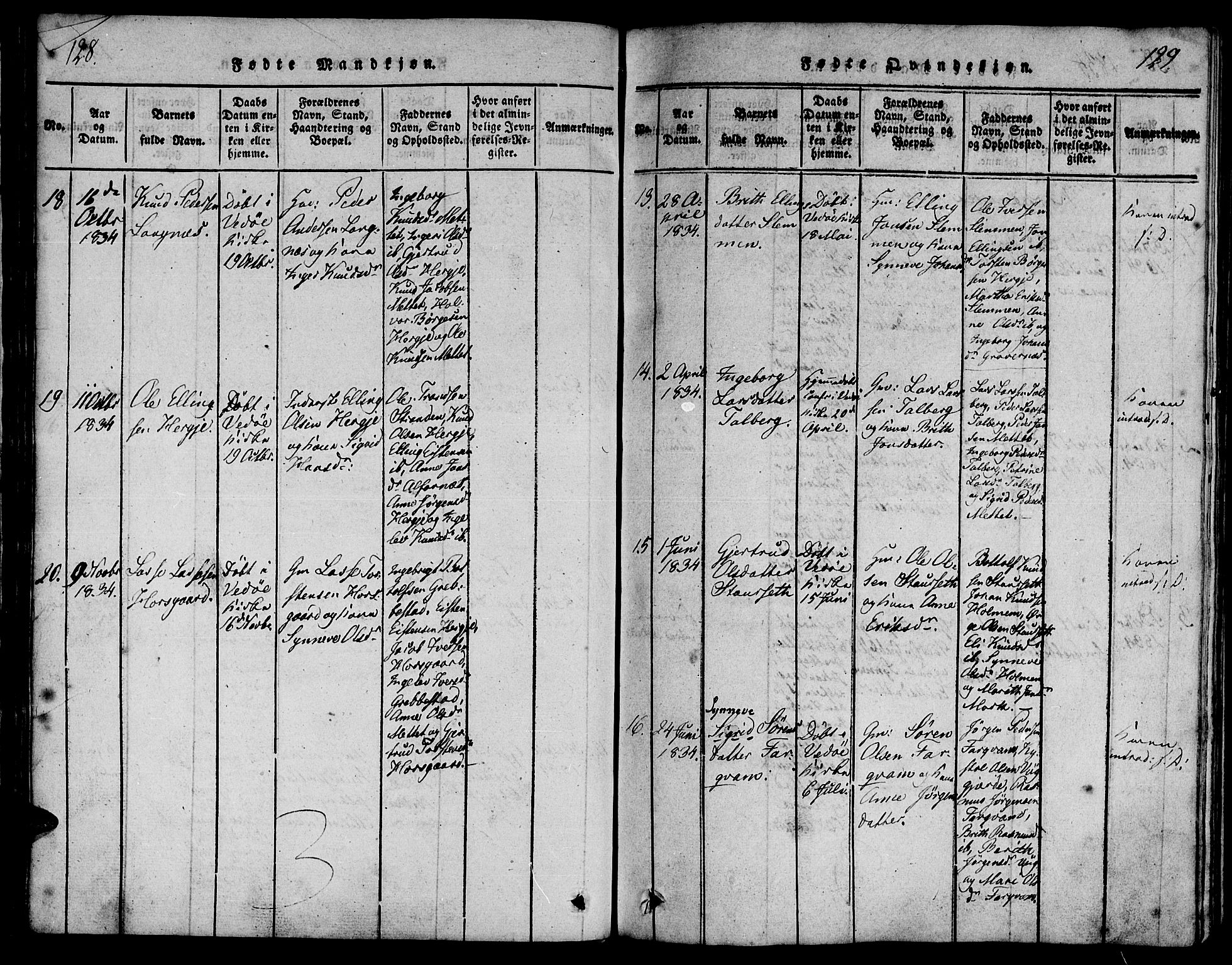 Ministerialprotokoller, klokkerbøker og fødselsregistre - Møre og Romsdal, AV/SAT-A-1454/547/L0602: Parish register (official) no. 547A04, 1818-1845, p. 128-129