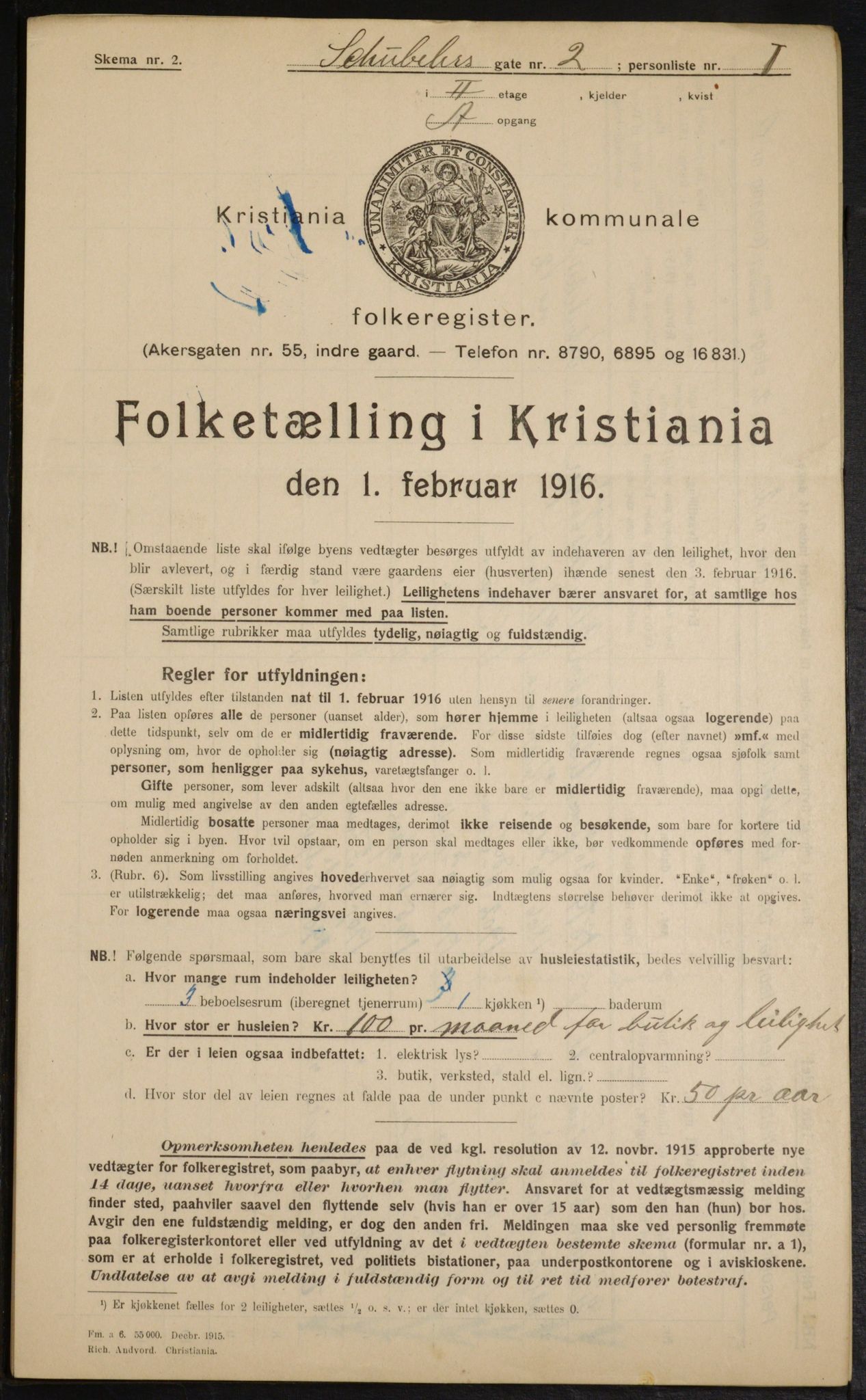 OBA, Municipal Census 1916 for Kristiania, 1916, p. 95106