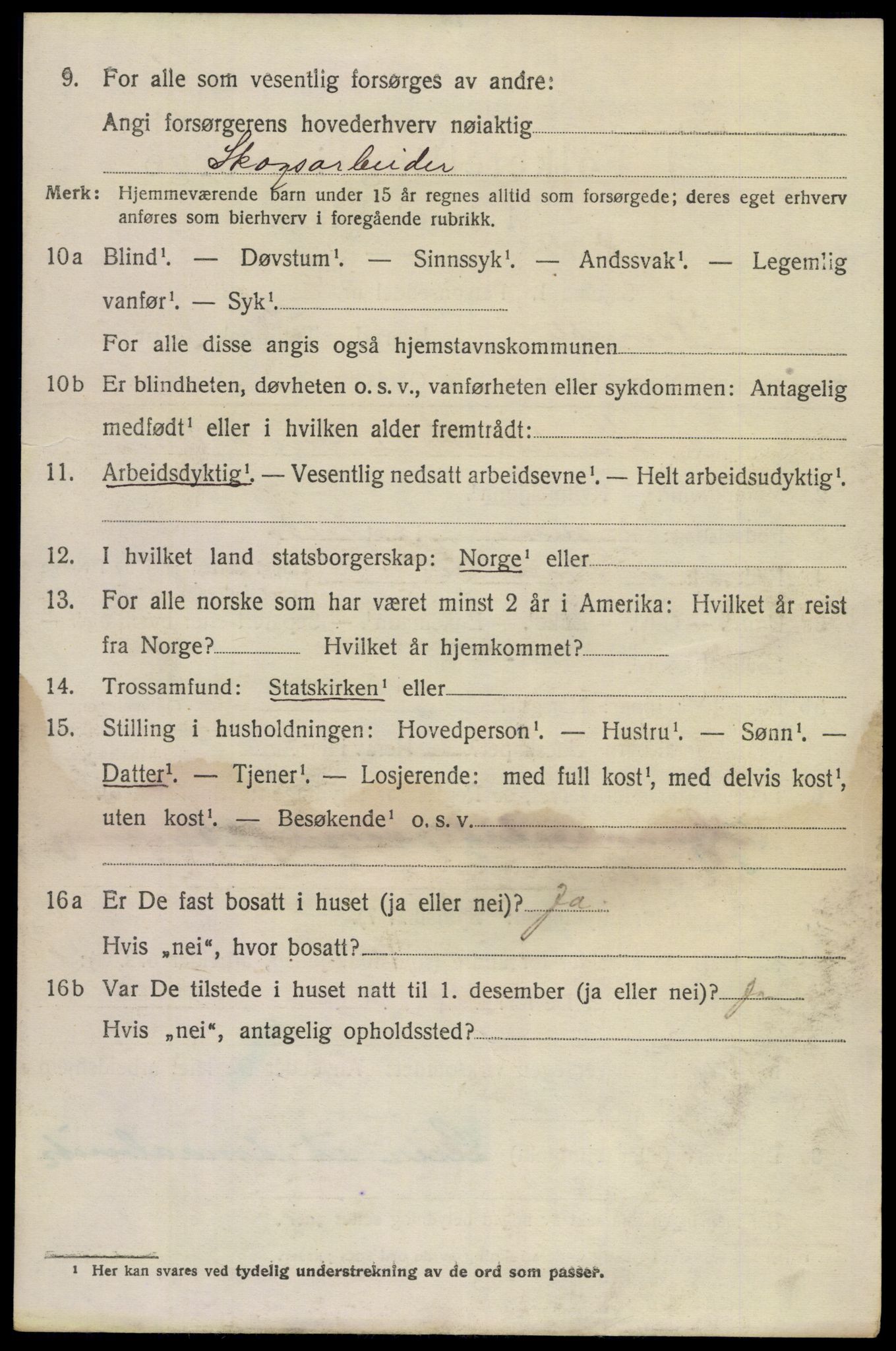 SAKO, 1920 census for Bamble, 1920, p. 2854