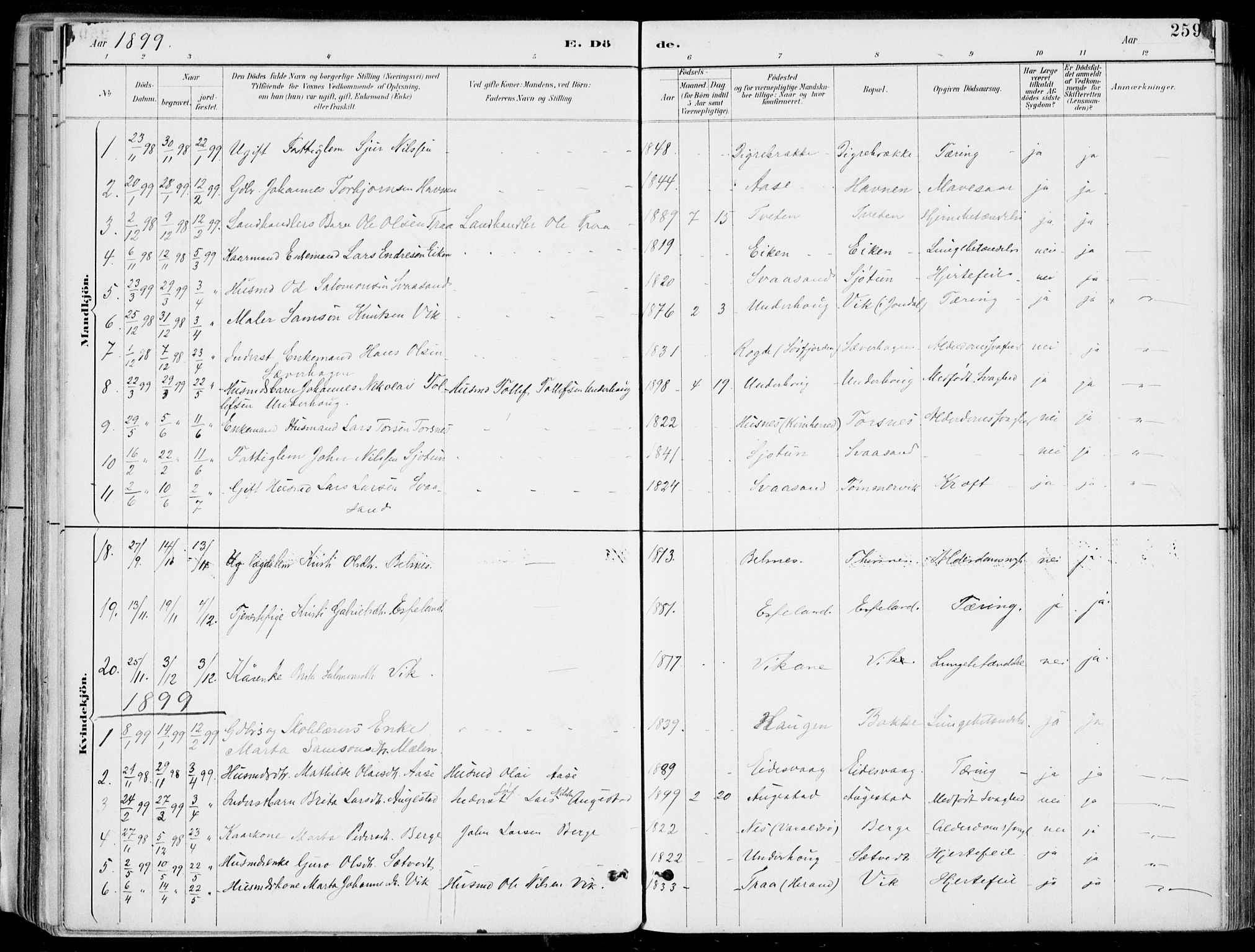 Strandebarm sokneprestembete, SAB/A-78401/H/Haa: Parish register (official) no. E  1, 1886-1908, p. 259