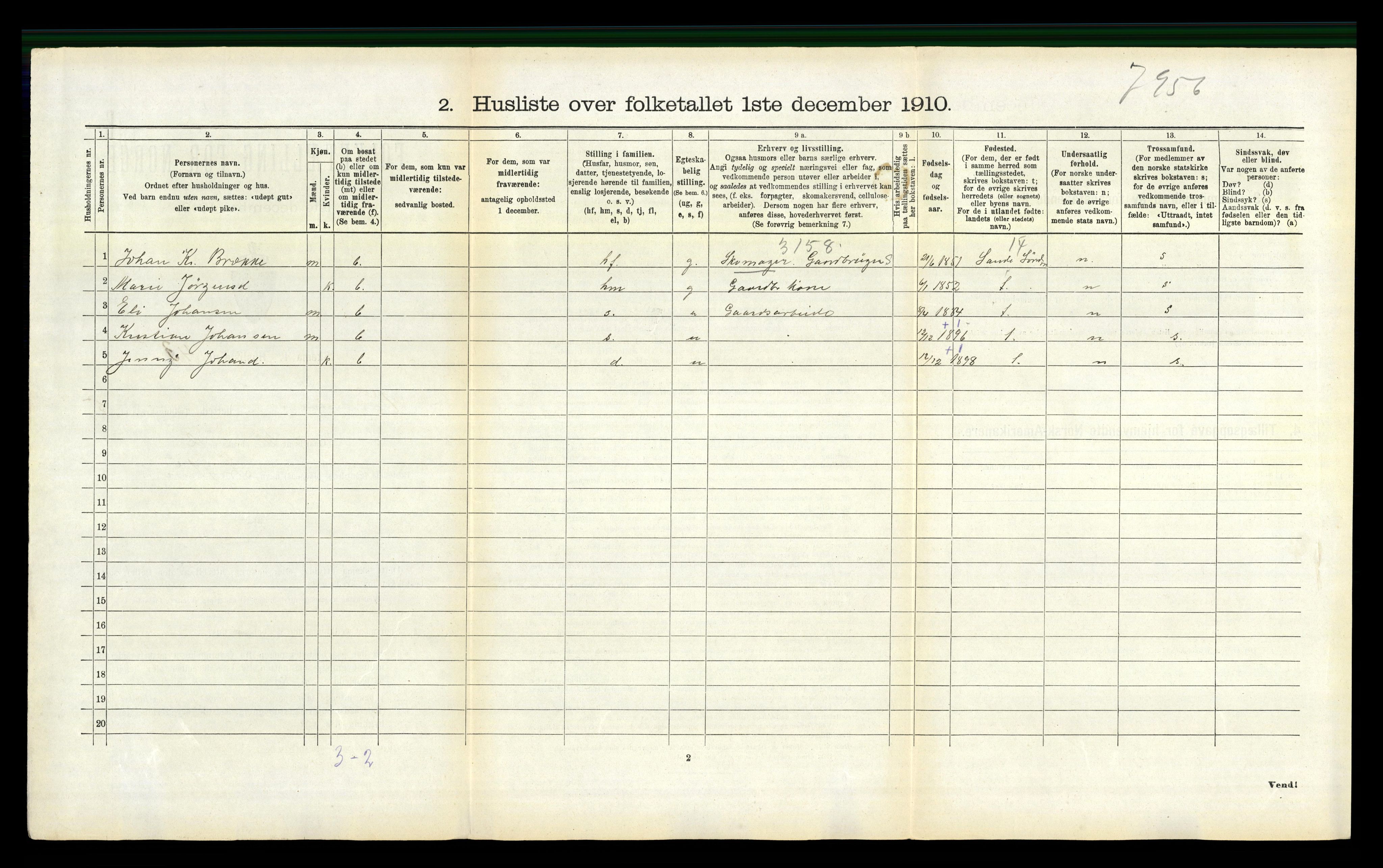 RA, 1910 census for Vanylven, 1910, p. 374