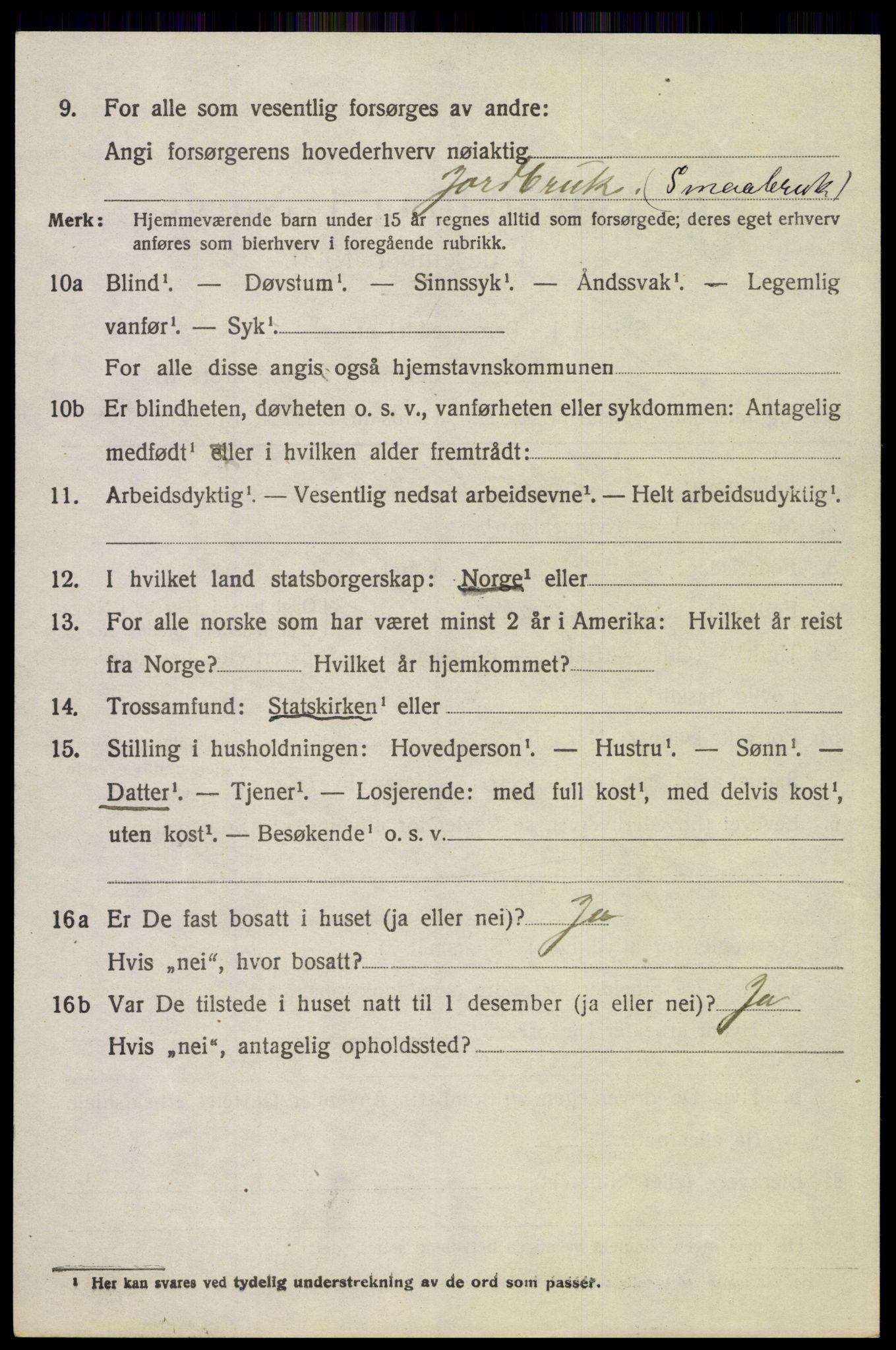 SAH, 1920 census for Tolga, 1920, p. 3206