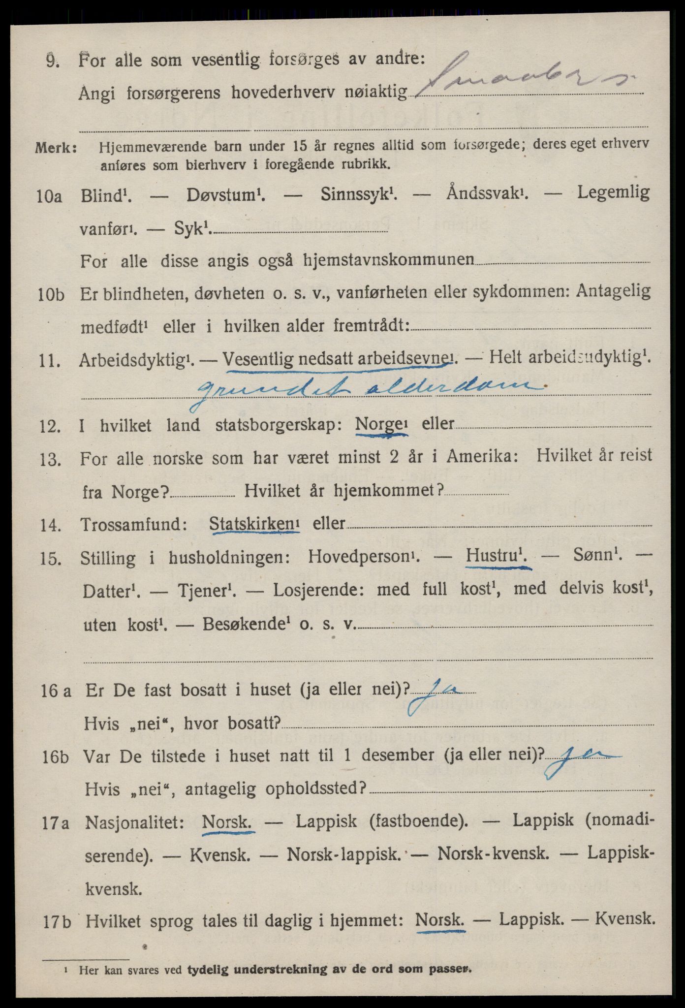 SAT, 1920 census for Soknedal, 1920, p. 4581