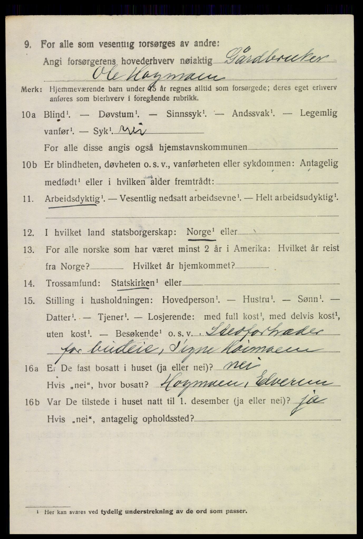 SAH, 1920 census for Elverum, 1920, p. 15597