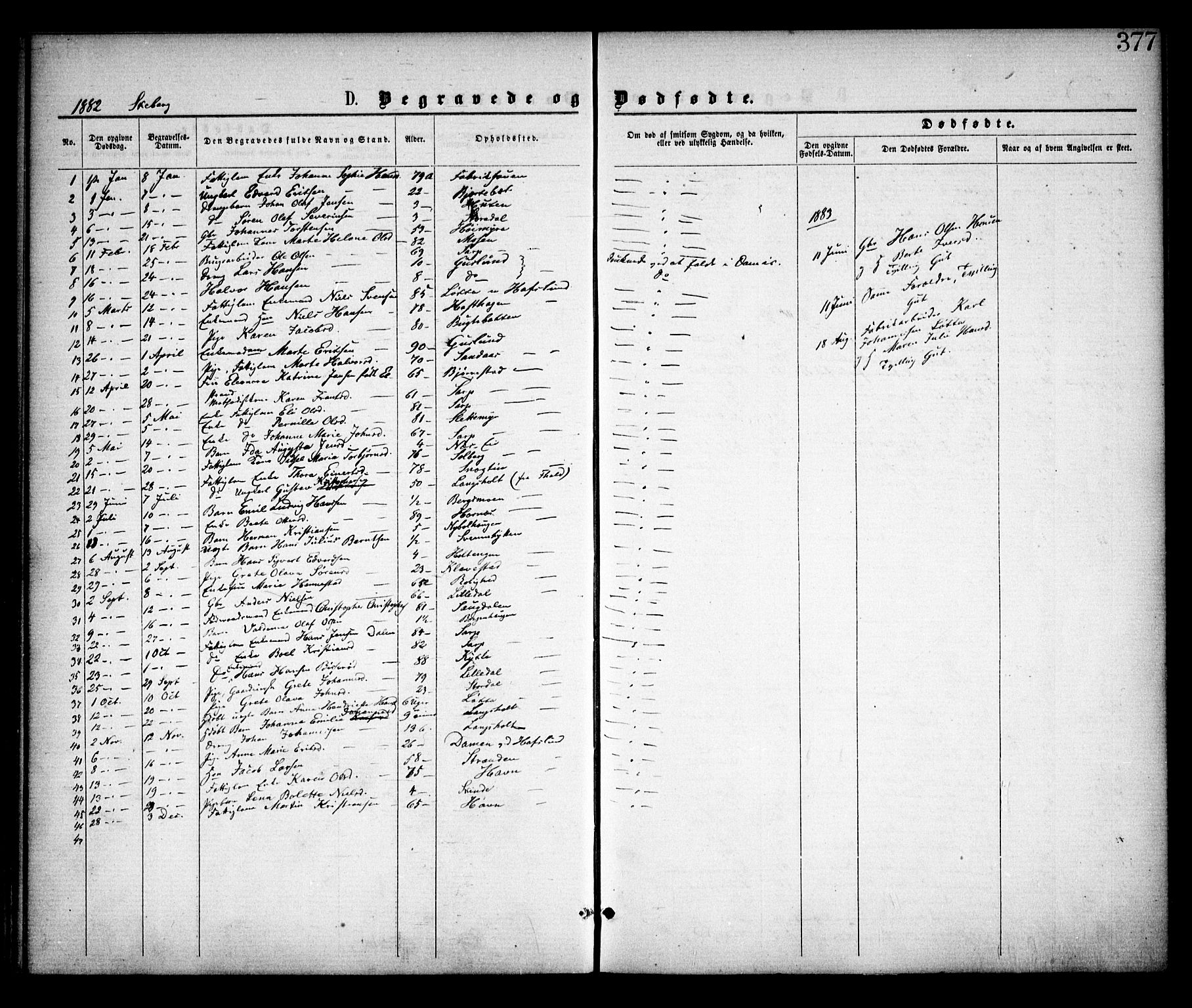 Skjeberg prestekontor Kirkebøker, SAO/A-10923/F/Fa/L0008: Parish register (official) no. I 8, 1869-1885, p. 377