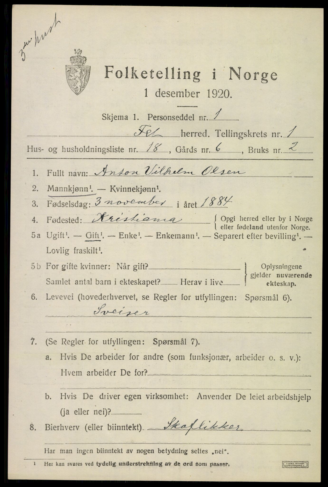 SAO, 1920 census for Fet, 1920, p. 2036