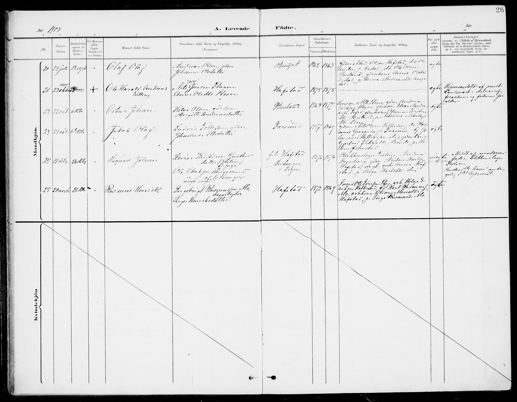 Førde sokneprestembete, AV/SAB-A-79901/H/Haa/Haab/L0002: Parish register (official) no. B  2, 1899-1920, p. 26