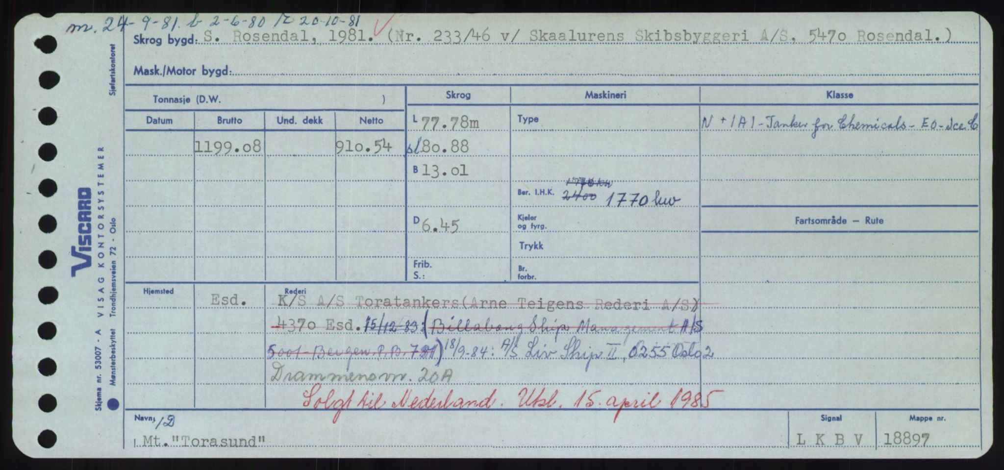 Sjøfartsdirektoratet med forløpere, Skipsmålingen, RA/S-1627/H/Hd/L0039: Fartøy, Ti-Tø, p. 249
