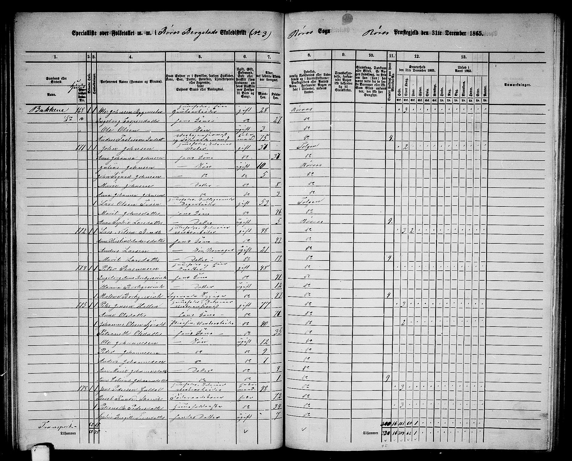 RA, 1865 census for Røros, 1865, p. 63